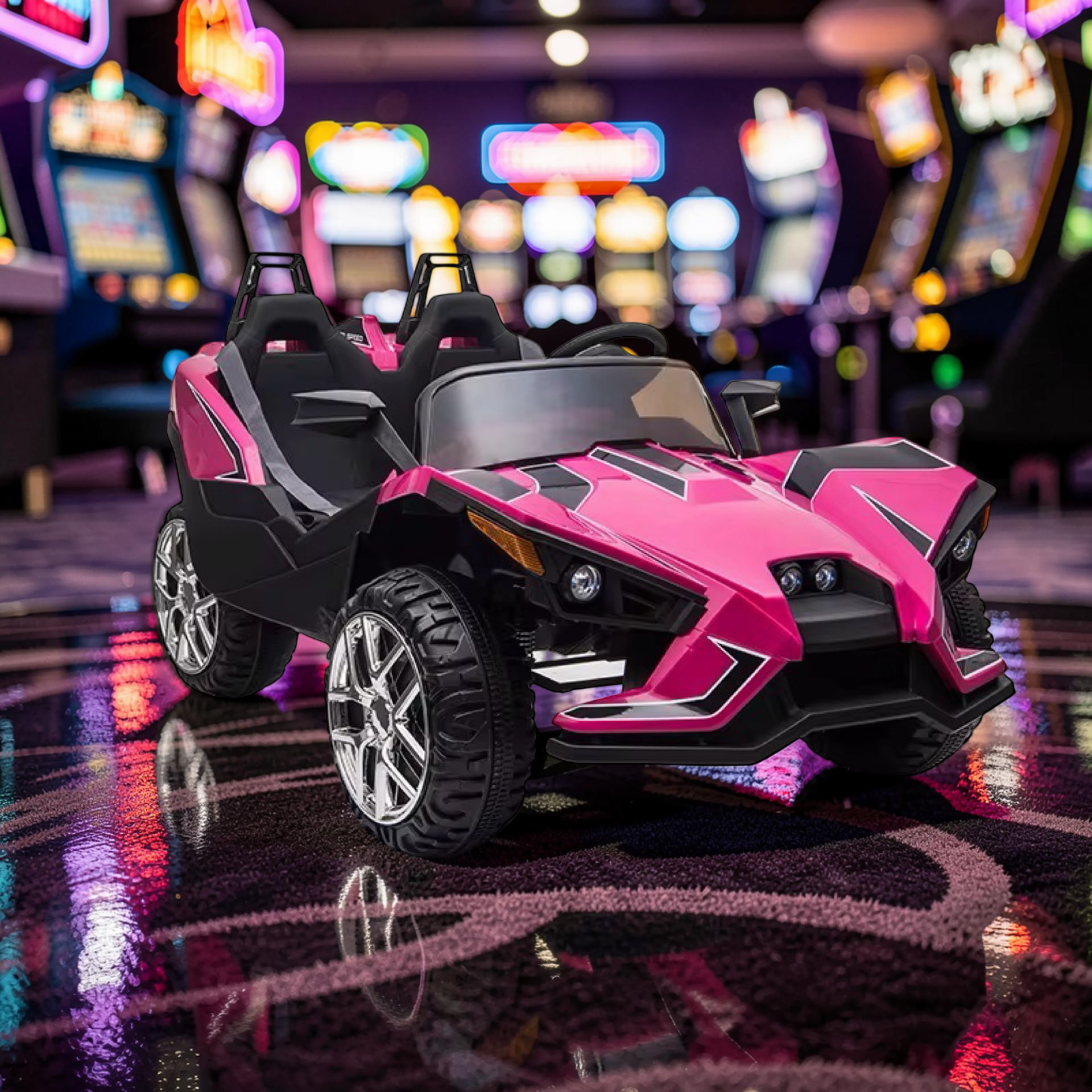 2026 XL 2-Seater Slingshot Kids Ride-On – Dual 90W Motors, Leather Seats, Rubber Tires, LED Lights, Bluetooth & Remote Control