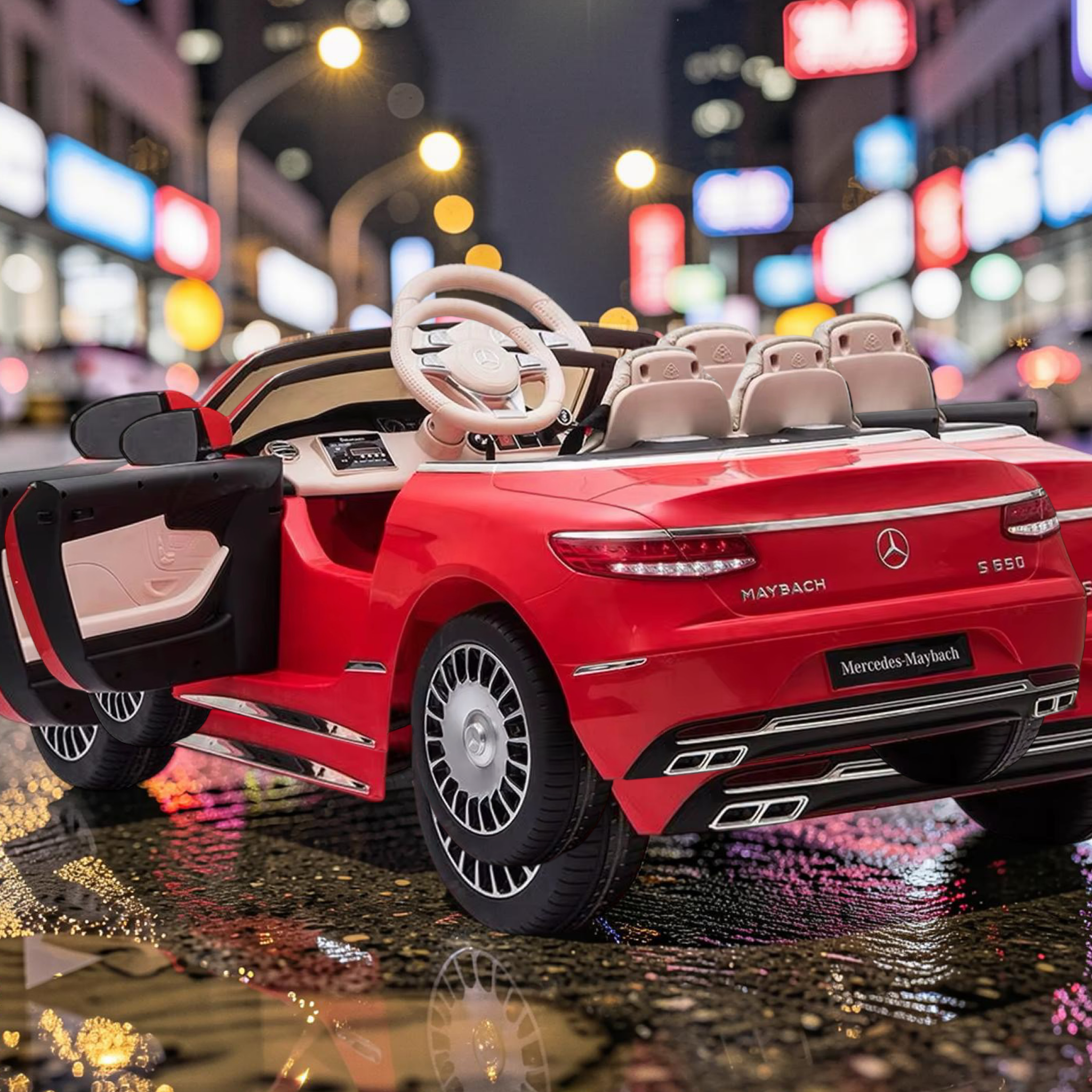 2026 Mercedes-Benz Maybach Kids Ride-On Car – XL (Ages 1–6), 75W Dual Motors, Leather Seat, Touchscreen LCD, LED Lights, Bluetooth & Parental Remote Control