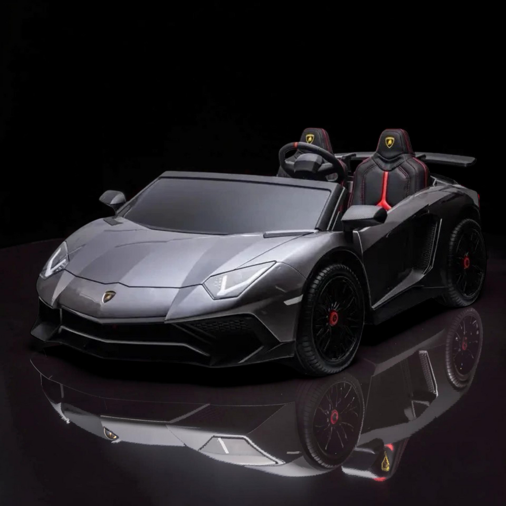2026 Lamborghini Aventador Kids Electric Supercar – XXXL 2-Seater (Ages 6–14), 200W Brushless Motor, Metal Frame, Tubeless Air Tires, Dual Disk Brakes, Hydraulic Doors, LED Lights, Touchscreen LCD & Bluetooth Speakers