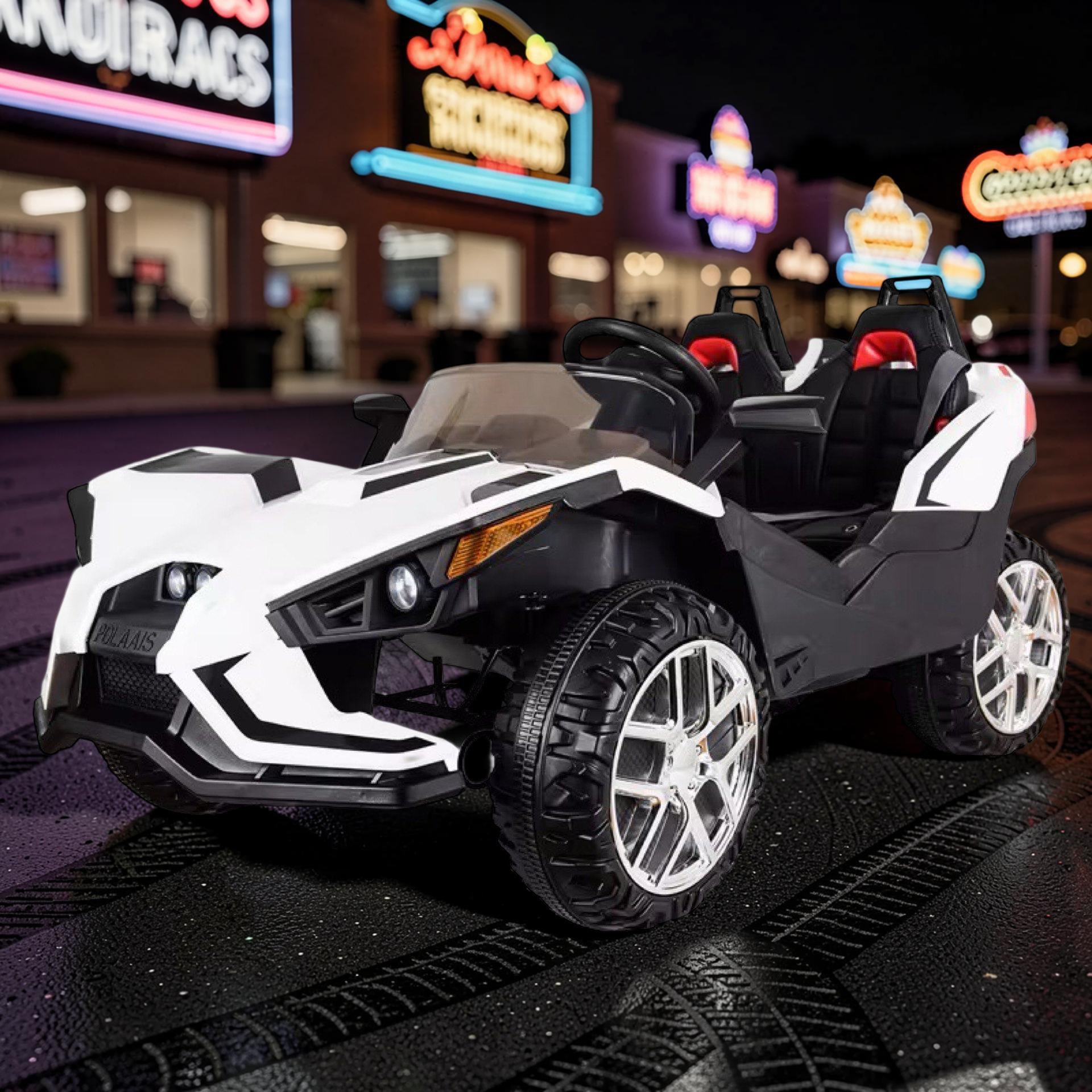 2026 XL 2-Seater Slingshot Kids Ride-On – Dual 90W Motors, Leather Seats, Rubber Tires, LED Lights, Bluetooth & Remote Control