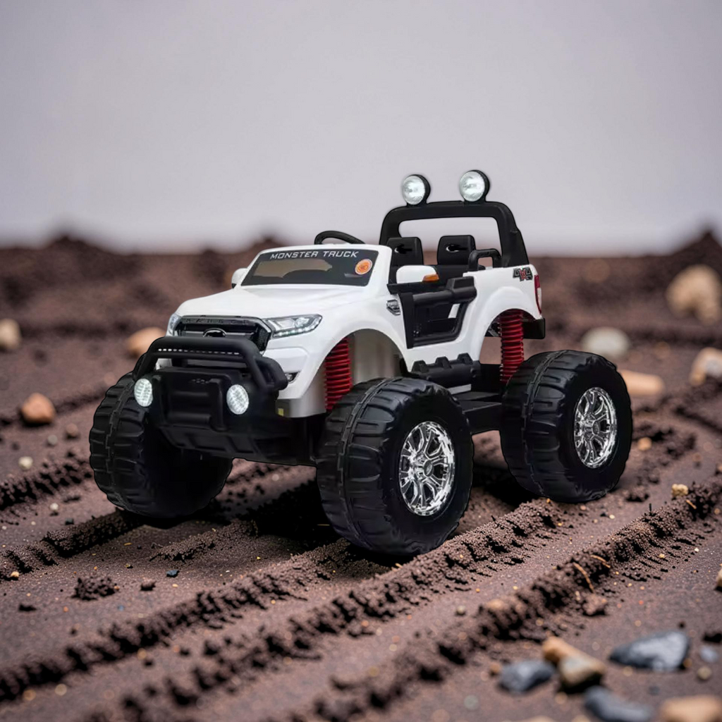 2026 XXL 2-Seater Lifted Monster Truck Ride-On – 4 Motors, Rubber Off-Road Tires, Remote Control, LED Lights, Bluetooth