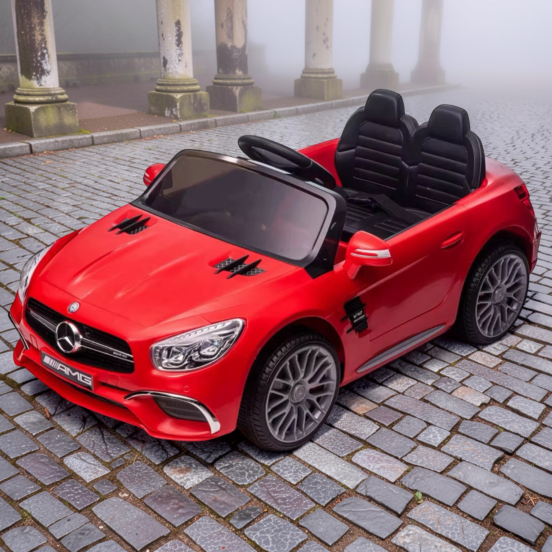 2026 XL Mercedes-Benz AMG SL Kids Ride-On Car – 2 Motors, Leather Seat, Touchscreen LCD, LED Lights, Remote Control (Ages 1–6)