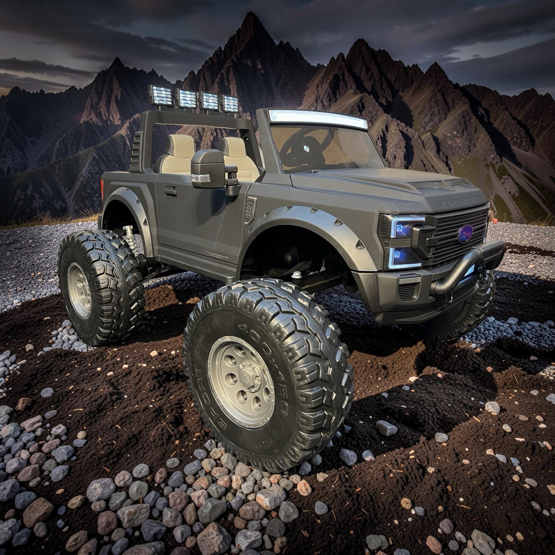 2026 Ford F-450 Lifted Kids Ride-On Truck – XXL 2-Seater (Ages 3–8), 180W 4 Motors, Leather Seats, Off-Road Rubber Tires, LED Lights, Bluetooth Speakers & Parental Remote Control