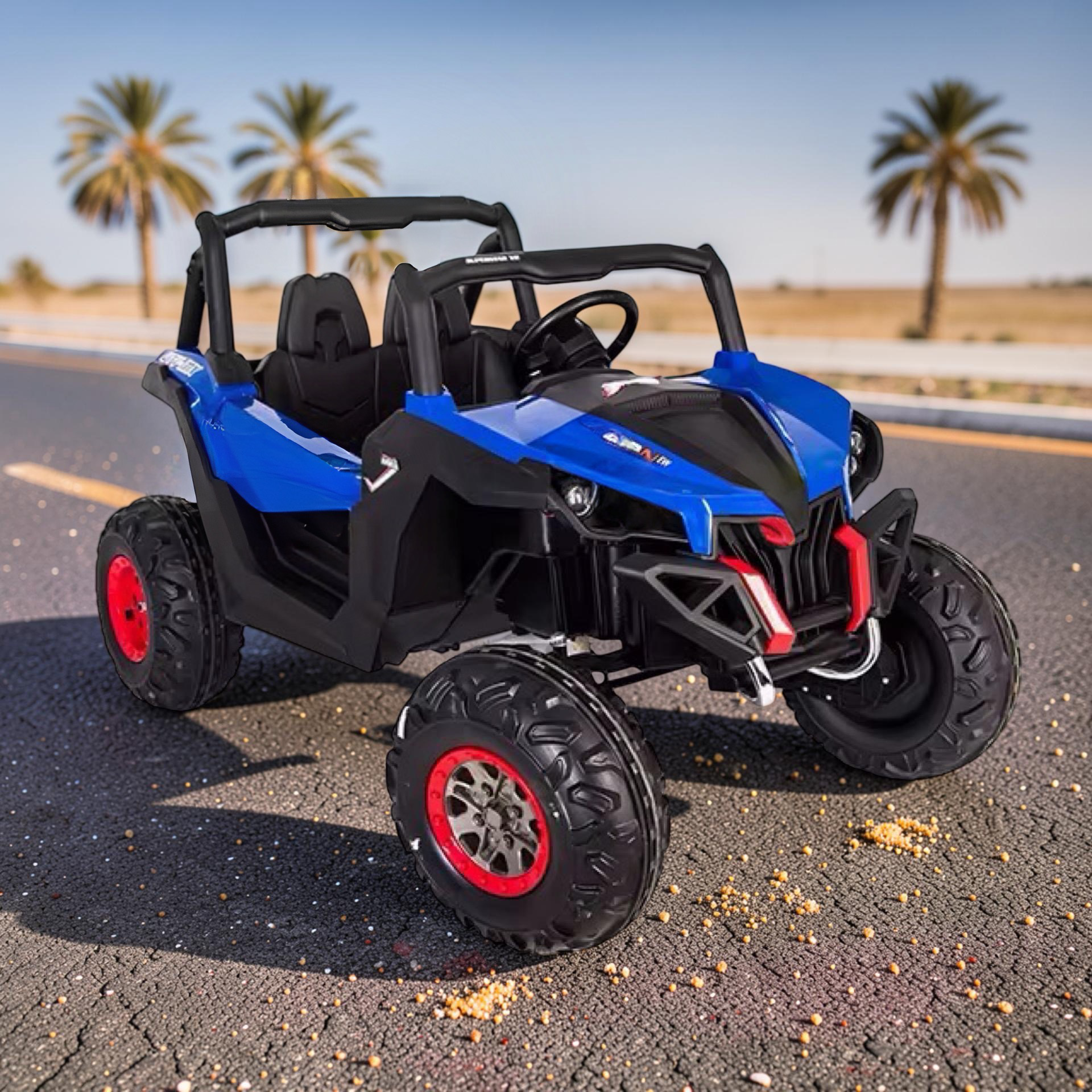 2026 XXL UTV Z Kids 2-Seater Ride-On – 90W 4 Motors, Leather Seats, Rubber Tires, Touchscreen LCD, LED Lights, Bluetooth, Remote Control (Ages 3–8)