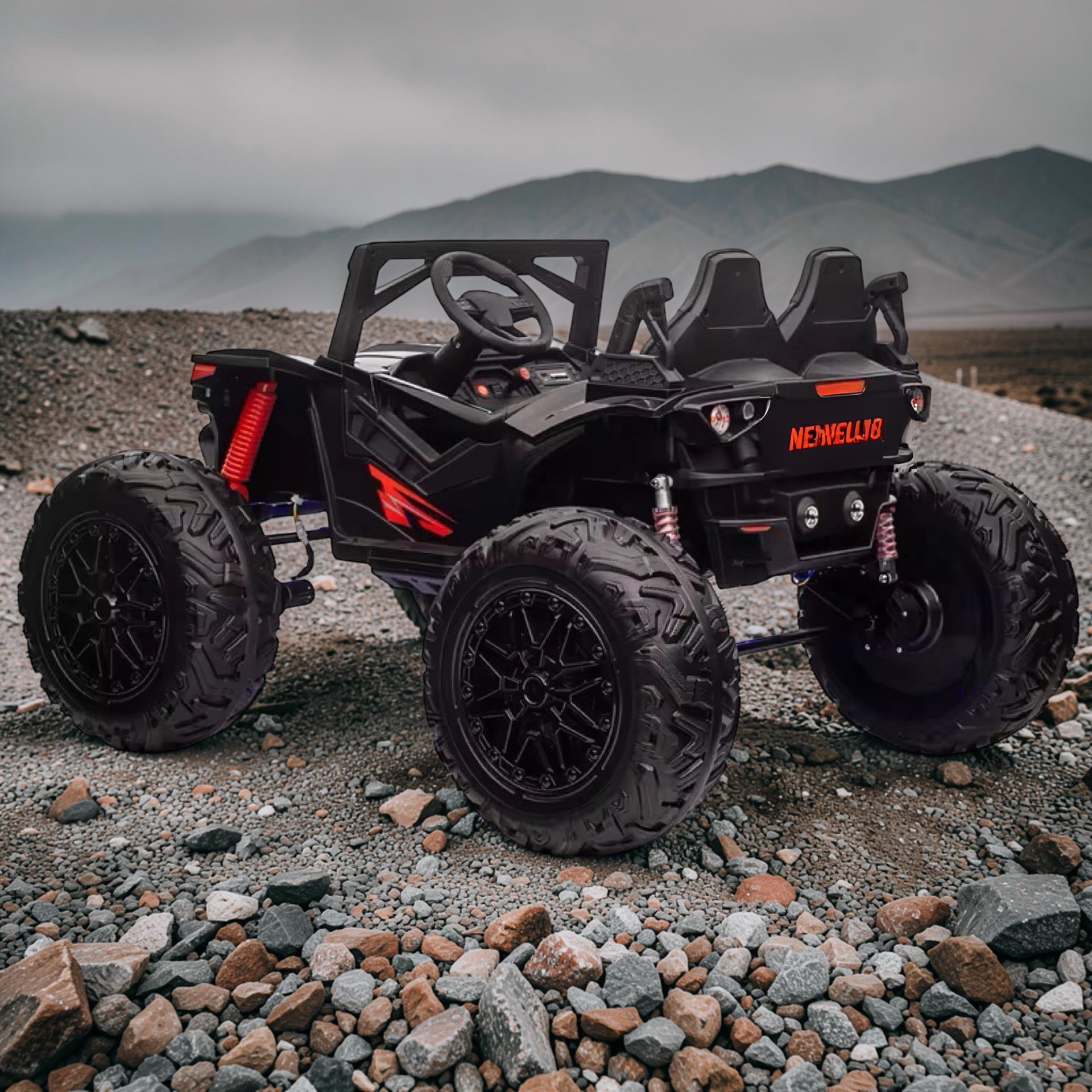 2026 XXL Electronix Dune Buggy Sport Kids 2-Seater Ride-On – 180W 4 Motors, Leather Seats, Rubber Tires, LED Lights, Bluetooth Speakers & Remote Control (Ages 3–8)