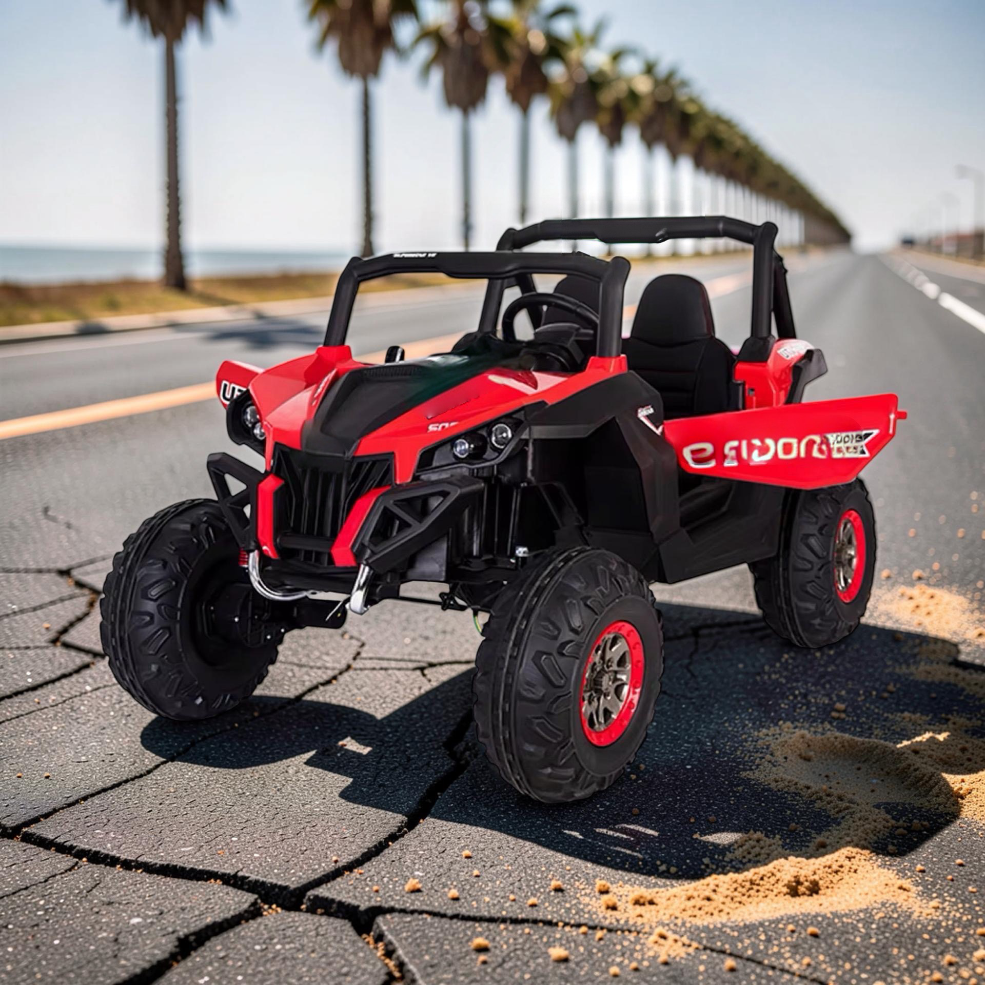 2026 XXL UTV Z Kids 2-Seater Ride-On – 90W 4 Motors, Leather Seats, Rubber Tires, Touchscreen LCD, LED Lights, Bluetooth, Remote Control (Ages 3–8)