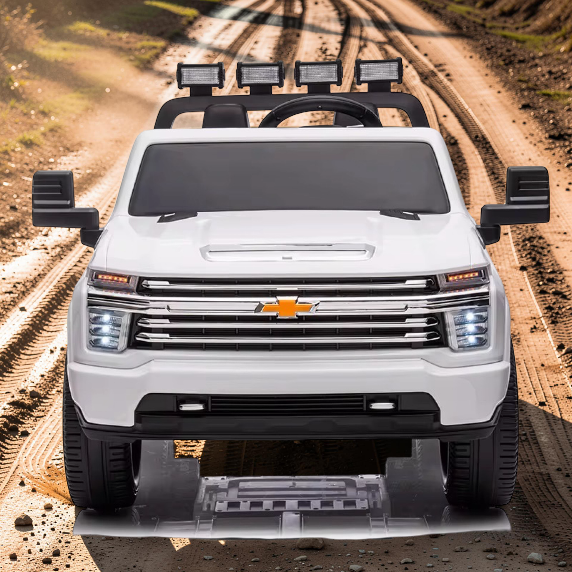 2026 XL Chevrolet Silverado Kids Ride-On Truck – Dual Motors, 2-Seater, Rubber Tires, LED Lights, Remote Control (Ages 3–8)