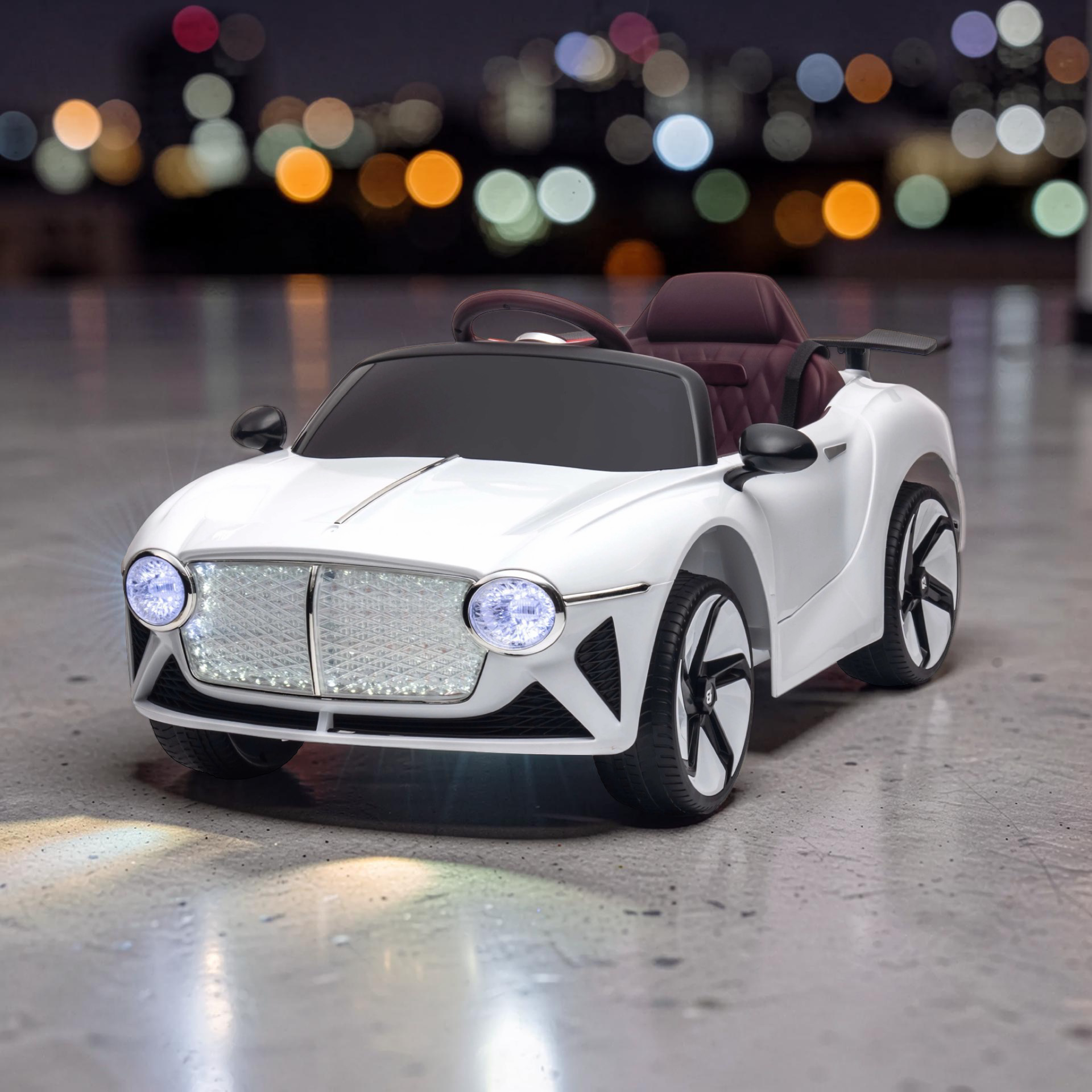 2026 Large Bentley Sport Kids Ride-On Car – 50W Dual Motors, Leather Seat, LED Lights, Bluetooth Speakers & Remote Control (Ages 1–6)