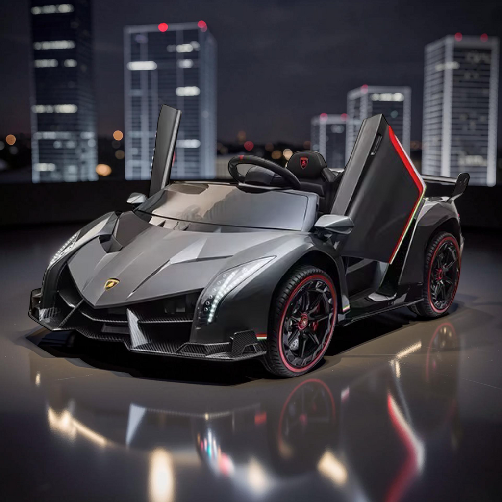 2026 XL Lamborghini Kids 2-Seater Ride-On Car – Dual Motors, Hydraulic Butterfly Doors, LED Lights, Remote Control (Ages 1–8)