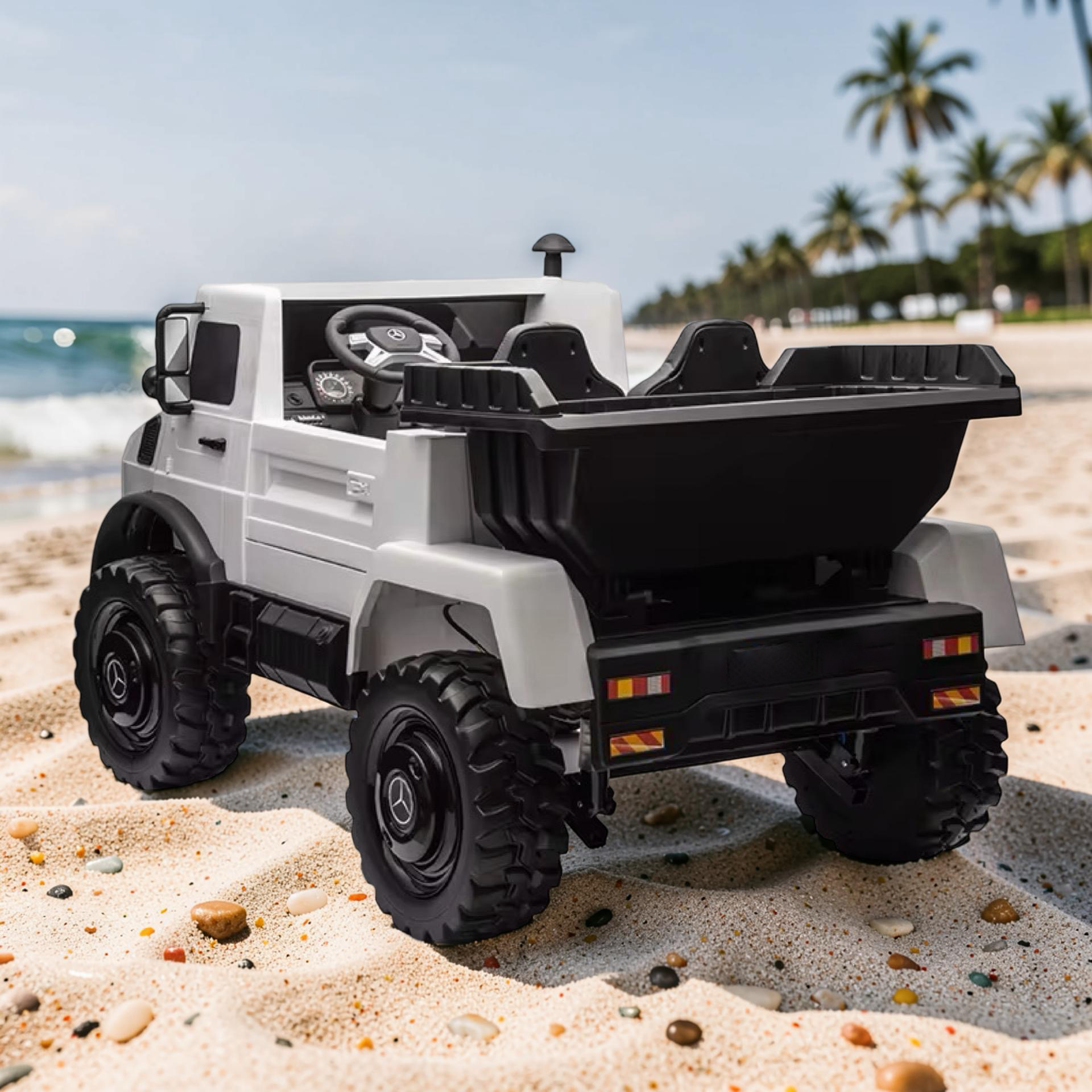 2026 XXL Mercedes-Benz Kids Dump Truck Ride-On – 4 Motors, Hydraulic Dump Bed, 2-Seater, Remote Control, LED Lights, Bluetooth