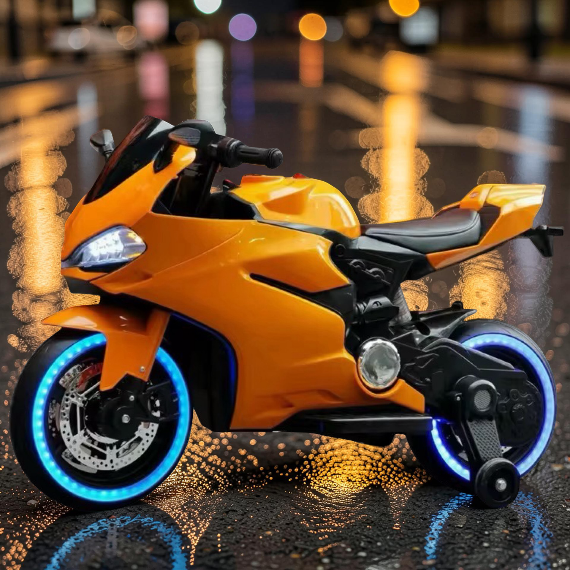 2026 XL Ducati Kids Electric Motorcycle – 50W Motor, Leather Seat, LED Lights, Bluetooth Speakers & Training Wheels (Ages 3–8)
