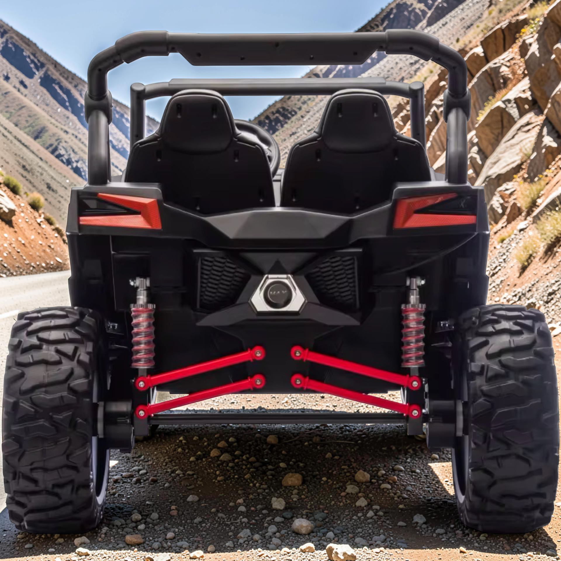 2026 XXL UTV Z Kids 2-Seater Ride-On – 180W 4 Motors, Leather Seats, Rubber Tires, Touchscreen LCD, LED Lights, Bluetooth Speakers & Remote Control (Ages 3–8)