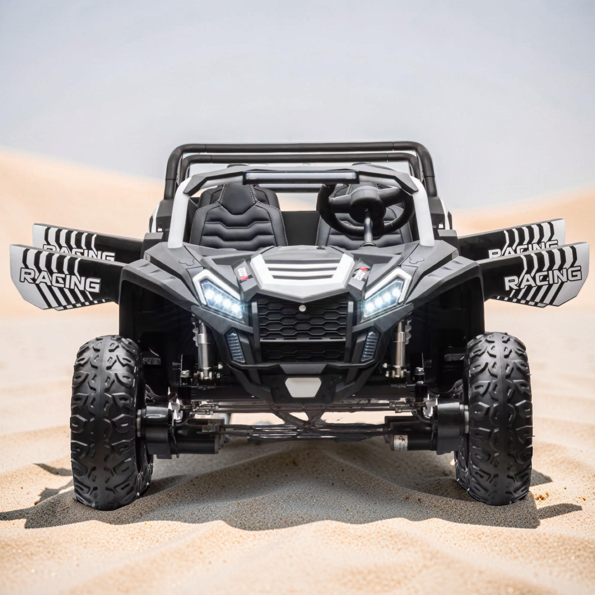 2026 XXXXL 4-Seater Kids Electric UTV – Ages 3–14, 600W Performance Motor, Metal Frame, Off-Road Air Tires, Disk Foot Brake, LED Lights & Bluetooth Speakers