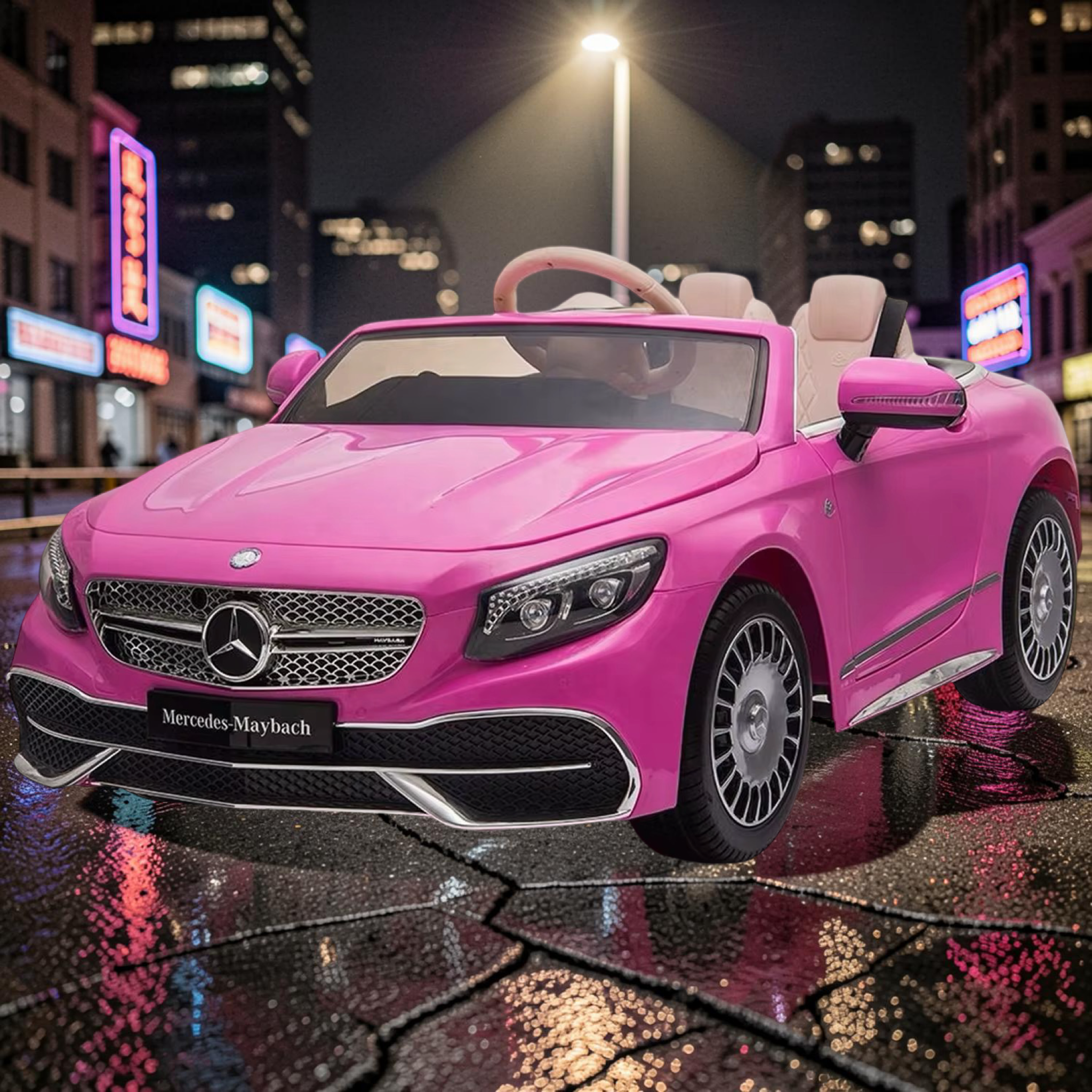 2026 Mercedes-Benz Maybach Kids Ride-On Car – XL (Ages 1–6), 75W Dual Motors, Leather Seat, Touchscreen LCD, LED Lights, Bluetooth & Parental Remote Control