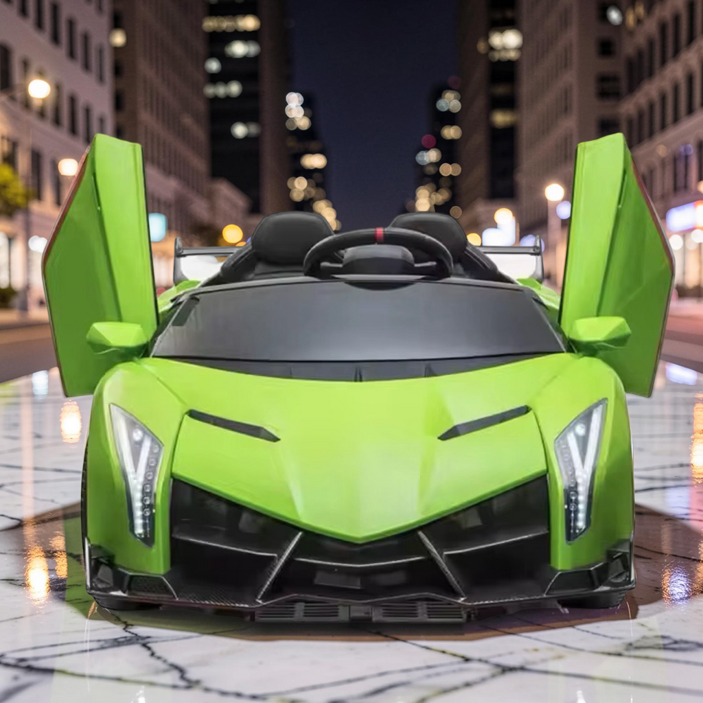 2026 XL Lamborghini Kids 2-Seater Ride-On Car – Dual Motors, Hydraulic Butterfly Doors, LED Lights, Remote Control (Ages 1–8)