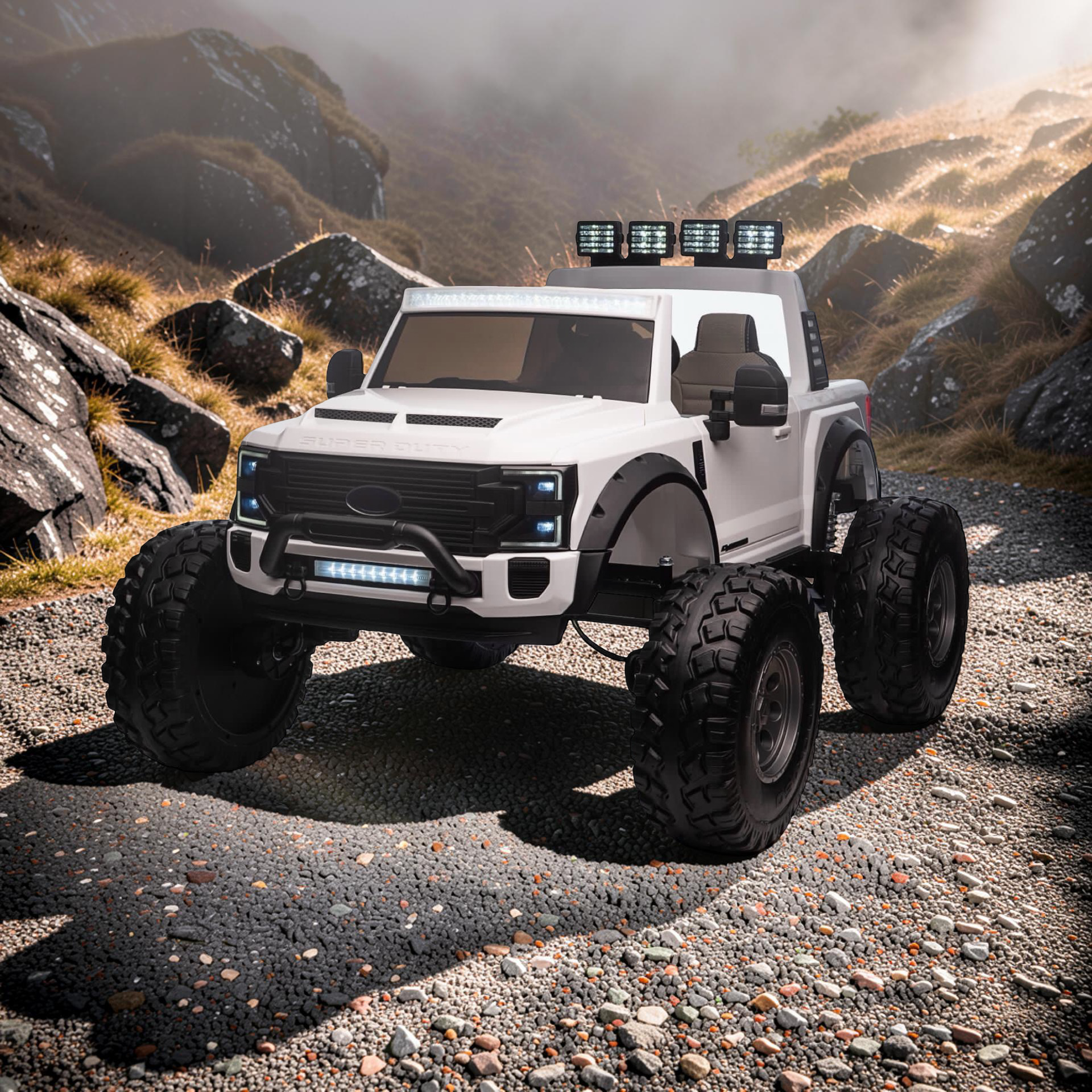 2026 Ford F-450 Lifted Kids Ride-On Truck – XXL 2-Seater (Ages 3–8), 180W 4 Motors, Leather Seats, Off-Road Rubber Tires, LED Lights, Bluetooth Speakers & Parental Remote Control