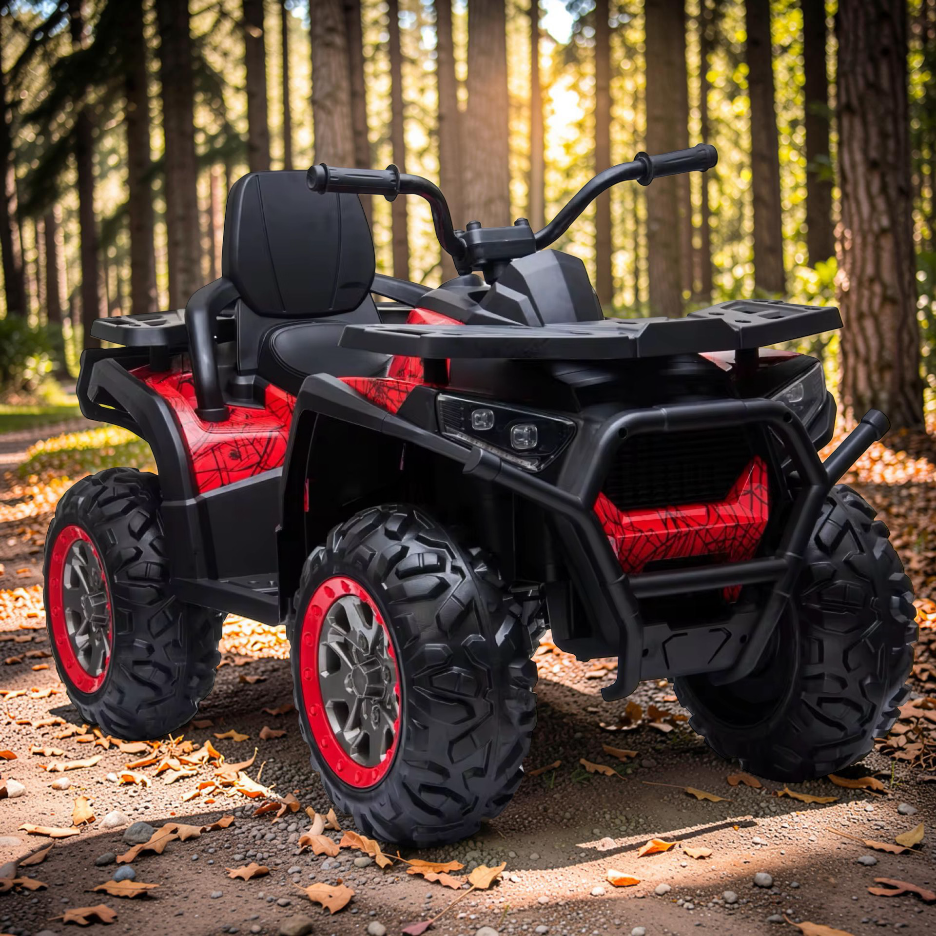 2026 XL Electronix Kids ATV Ride-On – 90W 4 Motors 4x4, Rugged Rubber Tires, Leather Seat, LED Lights (Ages 2–8)