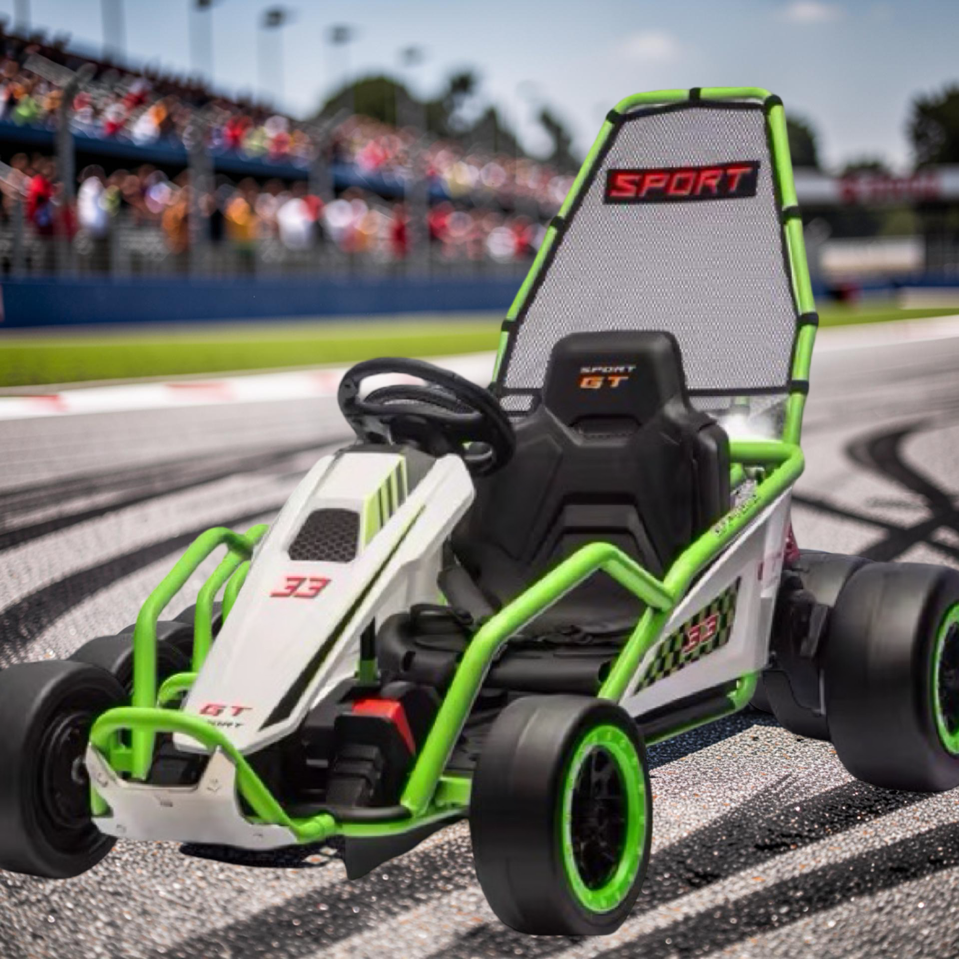 2026 XXL Electric Go-Kart for Kids – Ages 3–12, 180W Dual Motors, Metal Frame, Off-Road Rubber Tires, Bluetooth Speakers