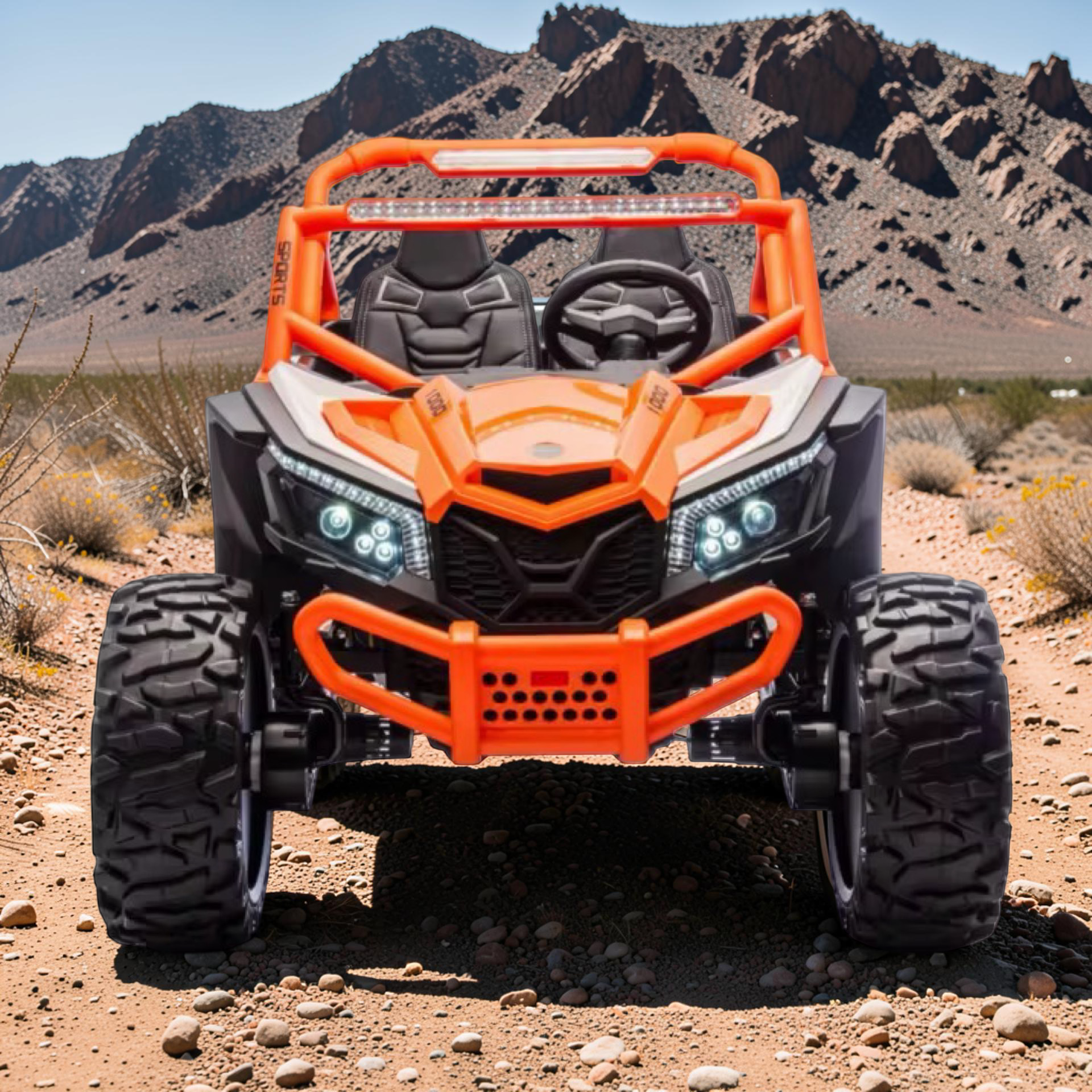 2026 XXL UTV Z Kids 2-Seater Ride-On – 180W 4 Motors, Leather Seats, Rubber Tires, Touchscreen LCD, LED Lights, Bluetooth Speakers & Remote Control (Ages 3–8)