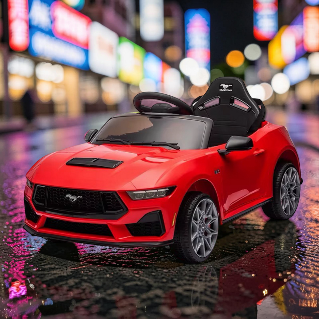 2026 Large Ford Mustang Kids Ride-On Car – 45W Dual Motors, LED Lights, Bluetooth Speakers & Remote Control (Ages 1–5)