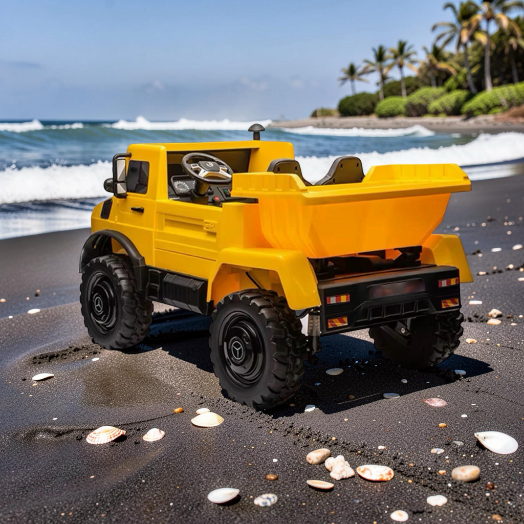 2026 XXL Mercedes-Benz Kids Dump Truck Ride-On – 4 Motors, Hydraulic Dump Bed, 2-Seater, Remote Control, LED Lights, Bluetooth