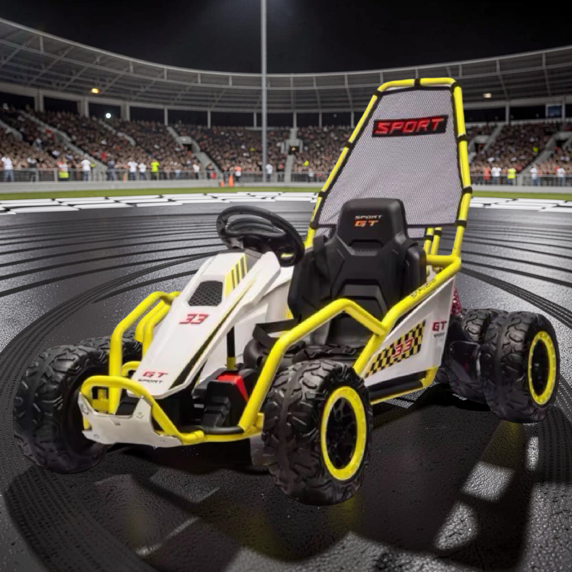 2026 XXL Electric Go-Kart for Kids – Ages 3–12, 180W Dual Motors, Metal Frame, Off-Road Rubber Tires, Bluetooth Speakers
