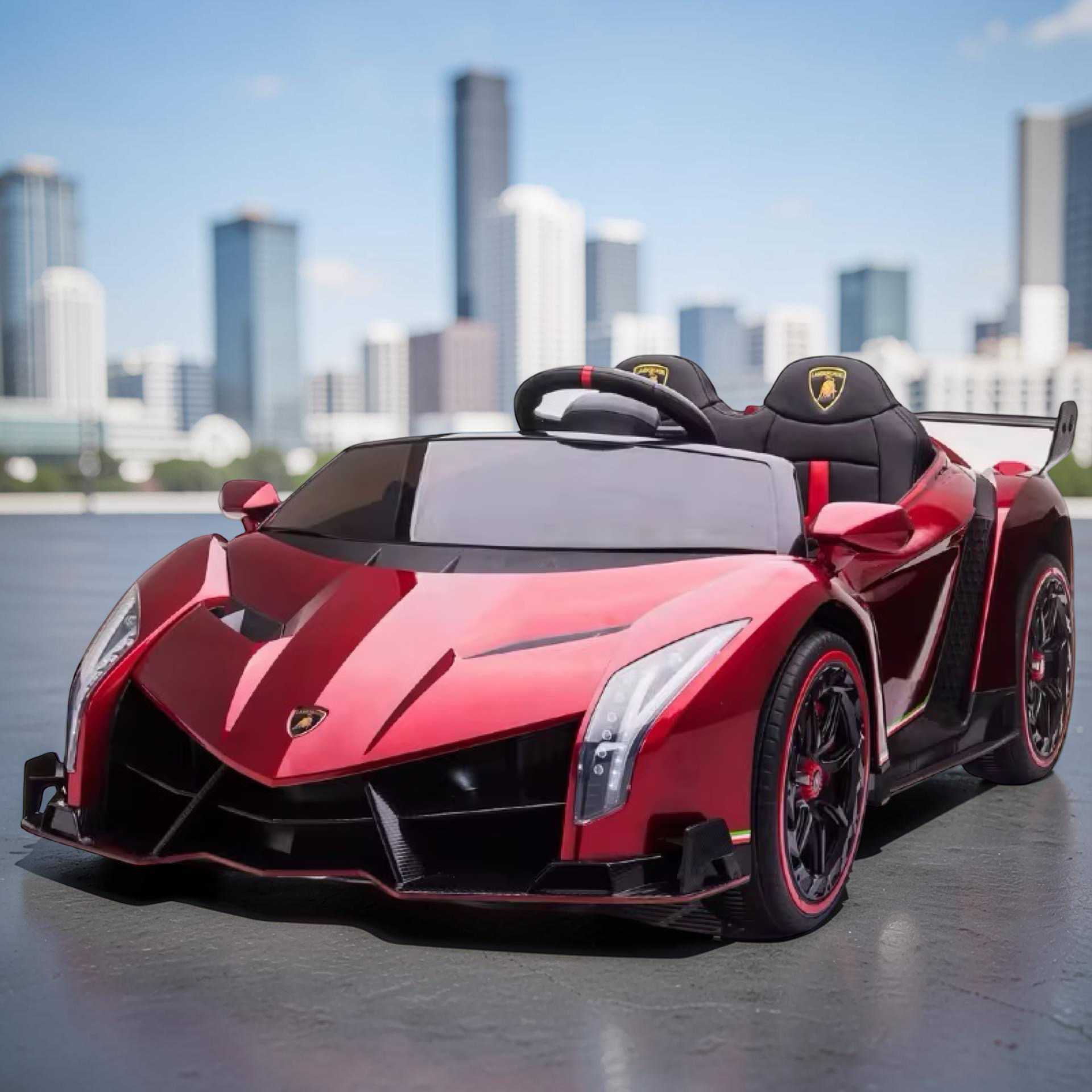 2026 XL Lamborghini Kids 2-Seater Ride-On Car – Dual Motors, Hydraulic Butterfly Doors, LED Lights, Remote Control (Ages 1–8)