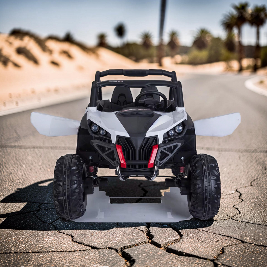 2026 XXL UTV Z Kids 2-Seater Ride-On – 90W 4 Motors, Leather Seats, Rubber Tires, Touchscreen LCD, LED Lights, Bluetooth, Remote Control (Ages 3–8)
