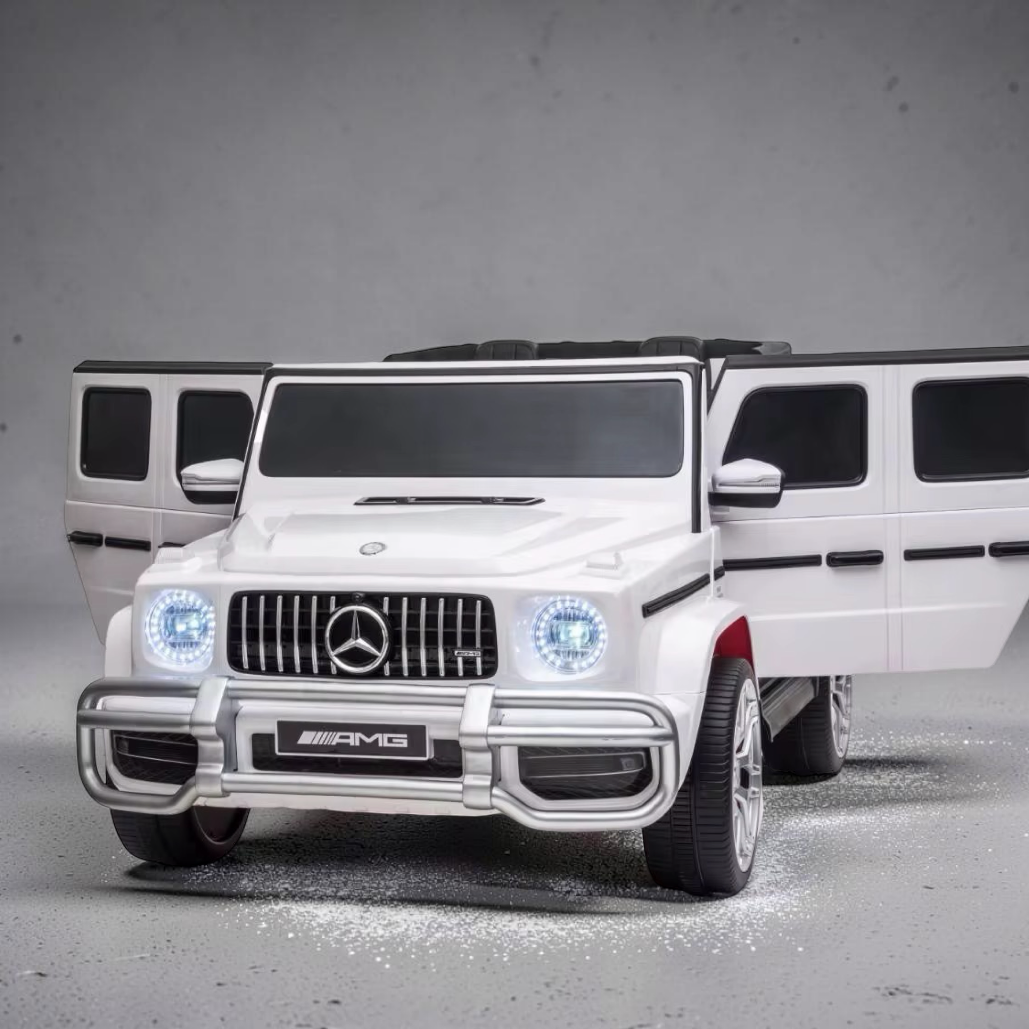 2026 XXL Mercedes-Benz AMG G-Wagon Kids 2-Seater Ride-On SUV – 150W 4 Motors, Leather Seats, Rubber Tires, LED Lights, Bluetooth Speakers & Remote Control (Ages 3–10)
