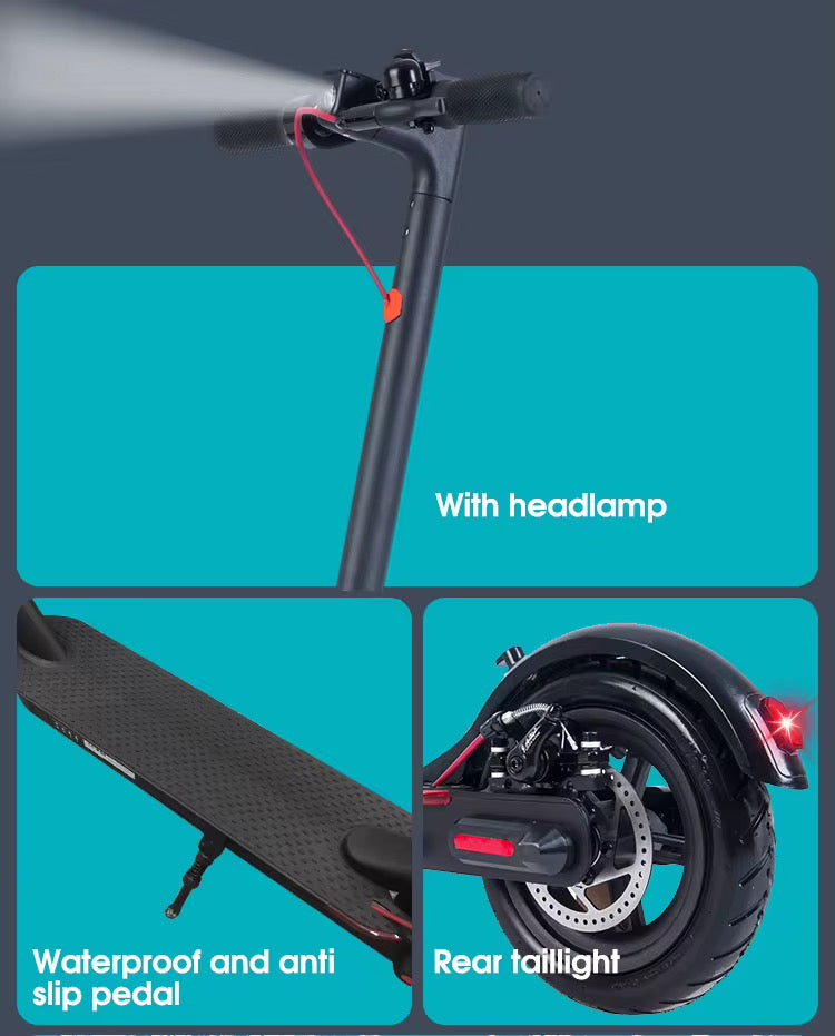 2026 Vegas Electric Scooter – 200W Brushless Motor, Lithium Battery, Disc Brake, LED Lights, Foldable (Ages 6+)