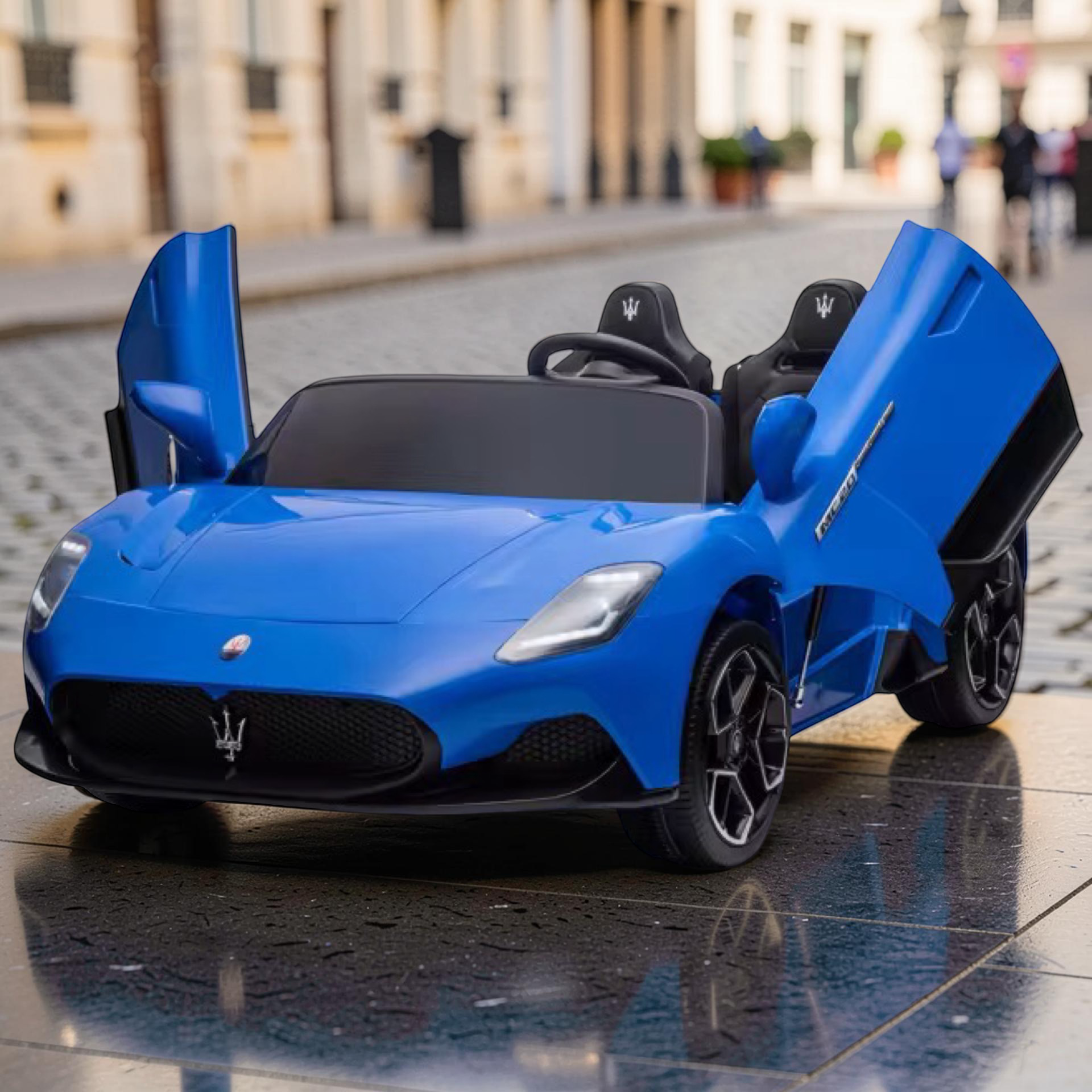 2026 XXL Maserati Kids 2-Seater Ride-On Car – 180W Dual Motors, Leather Seats, Hydraulic Butterfly Doors, LED Lights, Bluetooth, Remote Control (Ages 3–8)