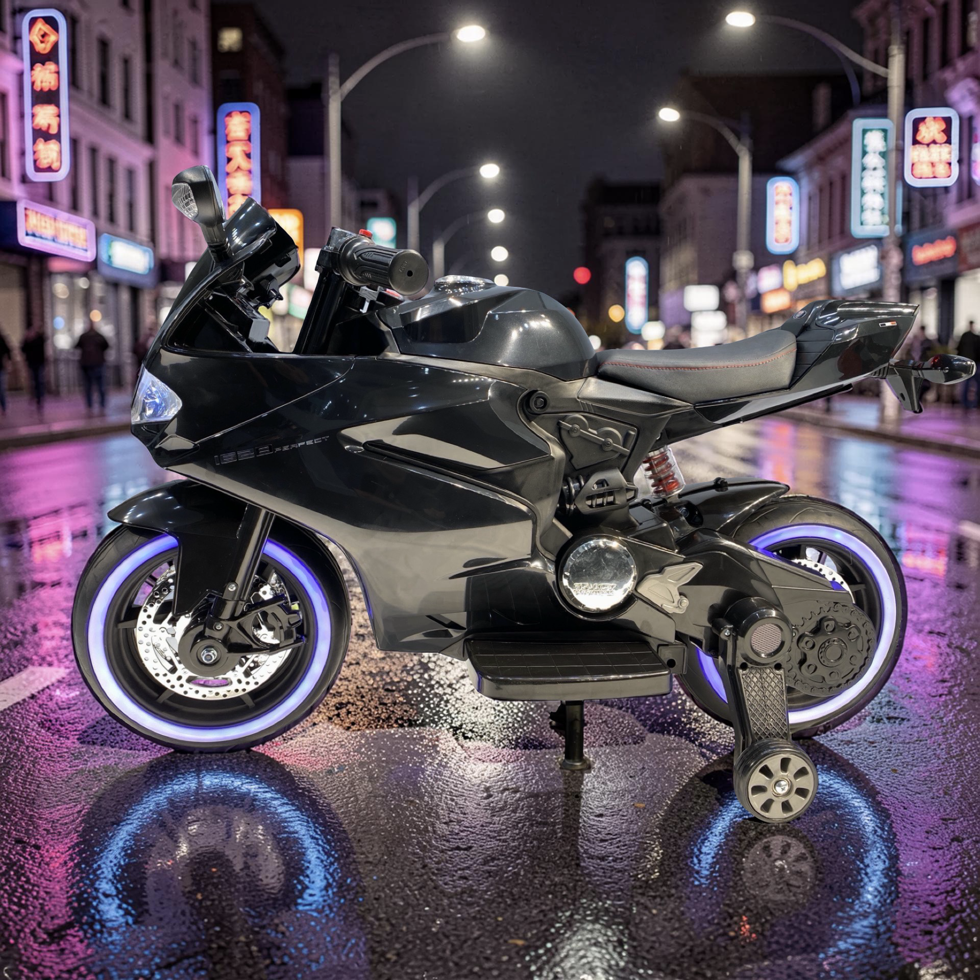 2026 XL Ducati Kids Electric Motorcycle – 50W Motor, Leather Seat, LED Lights, Bluetooth Speakers & Training Wheels (Ages 3–8)
