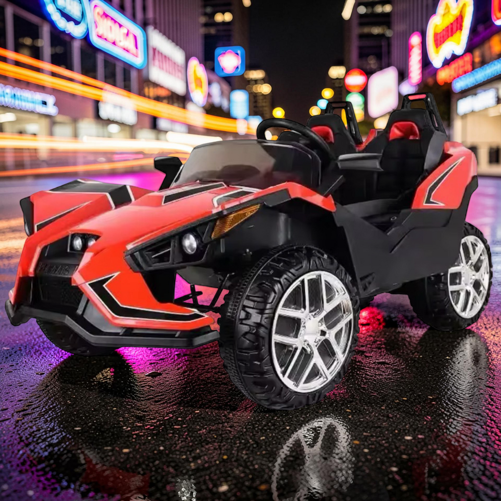 2026 XL 2-Seater Slingshot Kids Ride-On – Dual 90W Motors, Leather Seats, Rubber Tires, LED Lights, Bluetooth & Remote Control