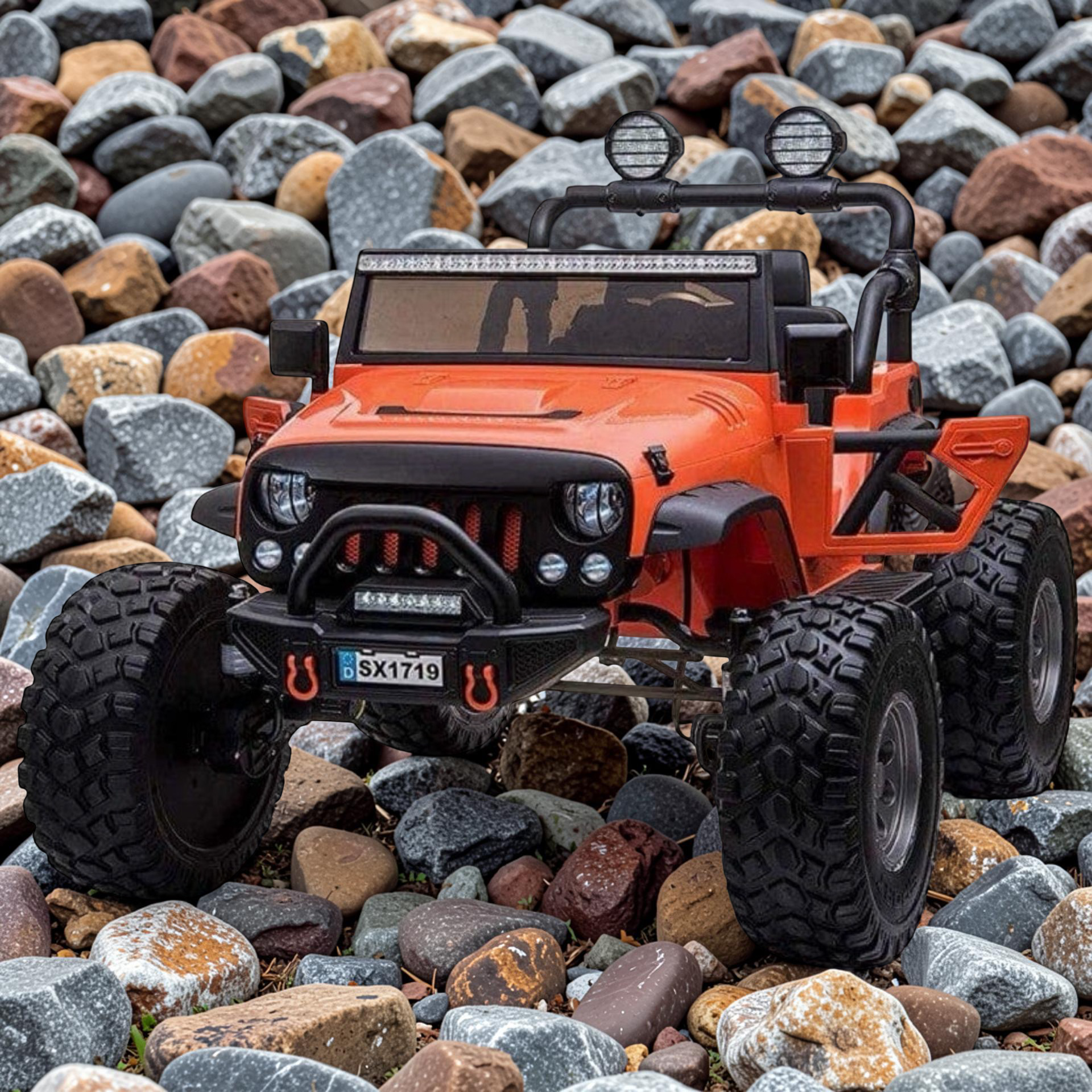 2026 Lifted Jeep Kids Ride-On SUV – XXL 2-Seater (Ages 3–8), 180W 4 Motors, Leather Seats, Off-Road Rubber Tires, LED Lights, Bluetooth Speakers & Parental Remote Control