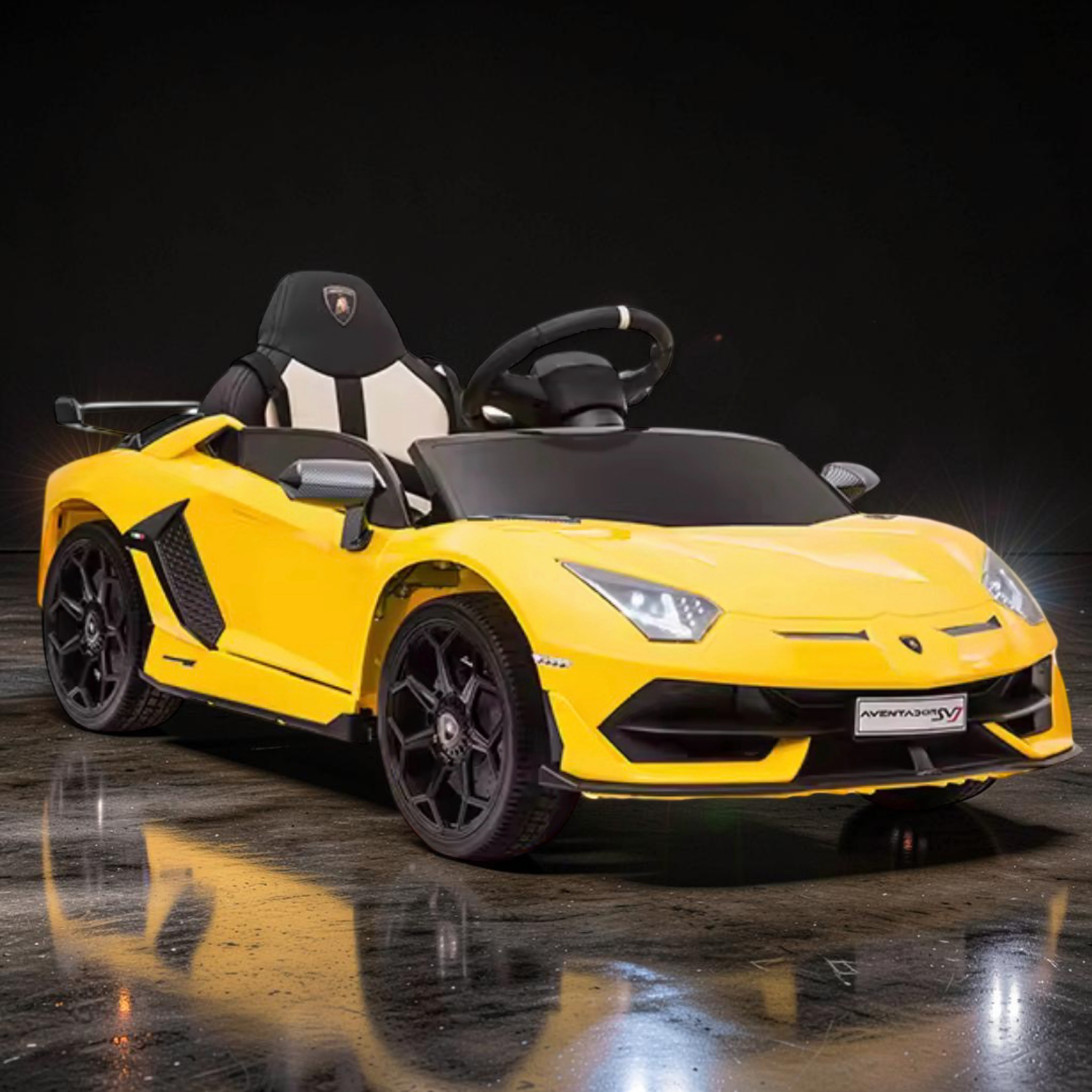 2026 Large Lamborghini Aventador Kids Ride-On Car – 50W Dual Motors, Hydraulic Butterfly Doors, LED Lights, Bluetooth Speakers & Remote Control