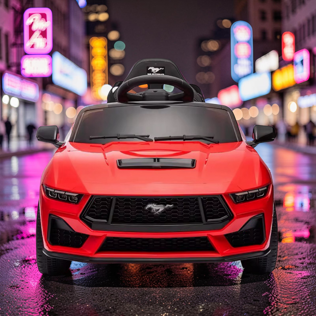 2026 Large Ford Mustang Kids Ride-On Car – 45W Dual Motors, LED Lights, Bluetooth Speakers & Remote Control (Ages 1–5)