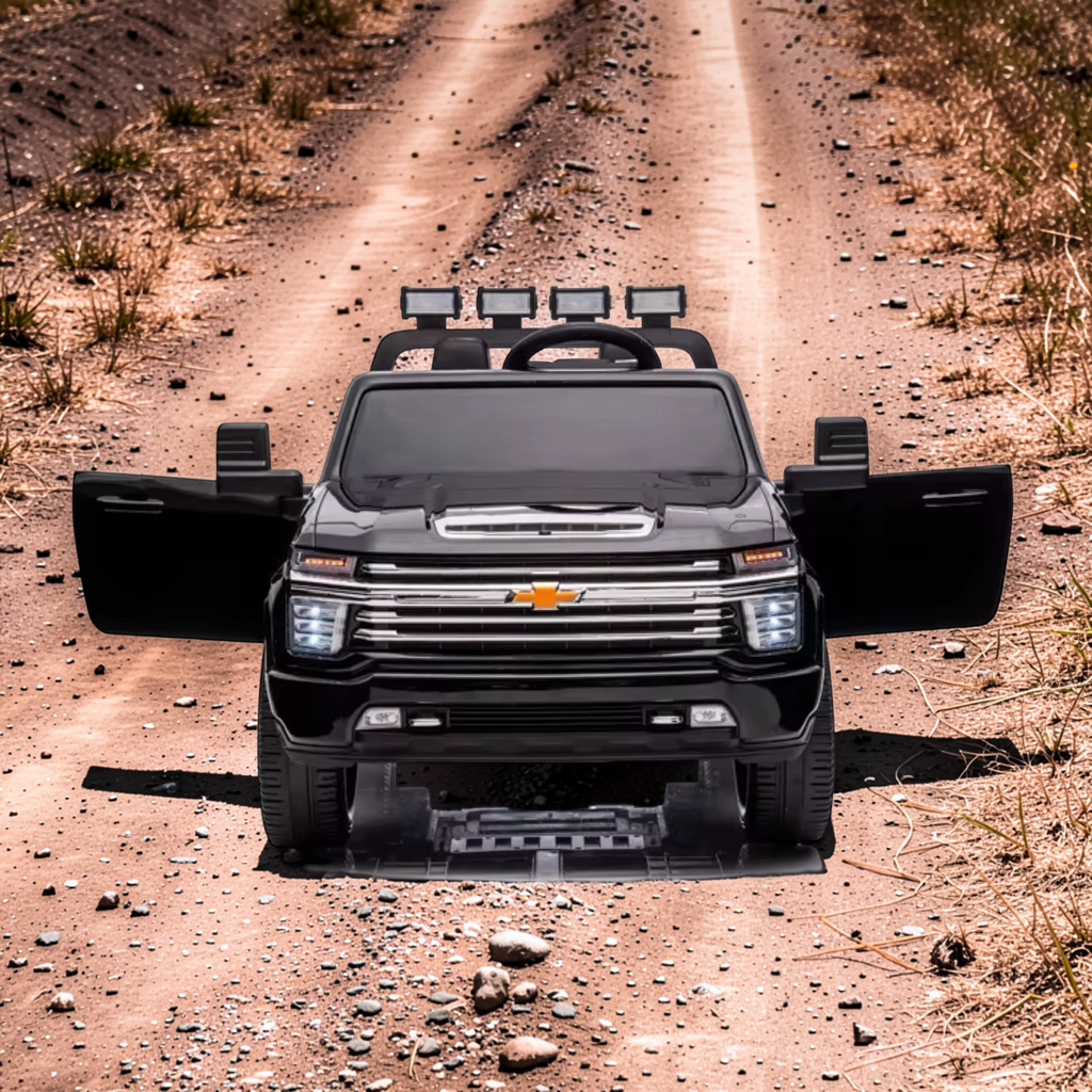 2026 XL Chevrolet Silverado Kids Ride-On Truck – Dual Motors, 2-Seater, Rubber Tires, LED Lights, Remote Control (Ages 3–8)