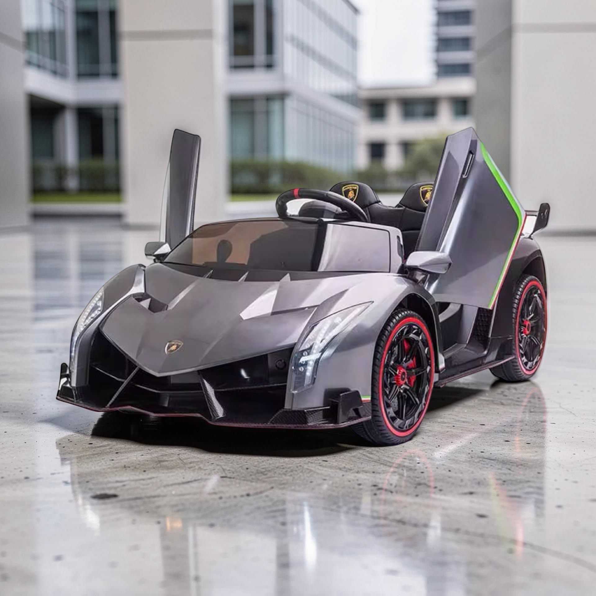 2026 XL Lamborghini Kids 2-Seater Ride-On Car – Dual Motors, Hydraulic Butterfly Doors, LED Lights, Remote Control (Ages 1–8)