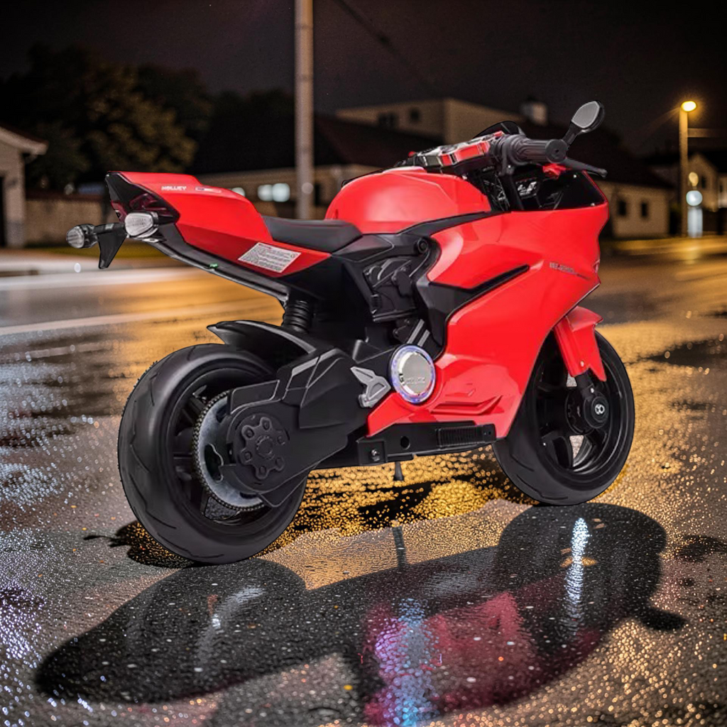 2026 XXL Premium Performance Ducati Kids Electric Motorcycle – 250W Motor, Leather Seat, Rubber Wheels, LED Lights & Bluetooth Speakers