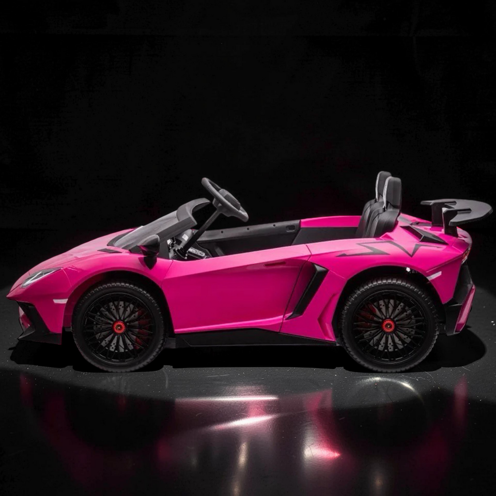 2026 Lamborghini Aventador Kids Electric Supercar – XXXL 2-Seater (Ages 6–14), 200W Brushless Motor, Metal Frame, Tubeless Air Tires, Dual Disk Brakes, Hydraulic Doors, LED Lights, Touchscreen LCD & Bluetooth Speakers