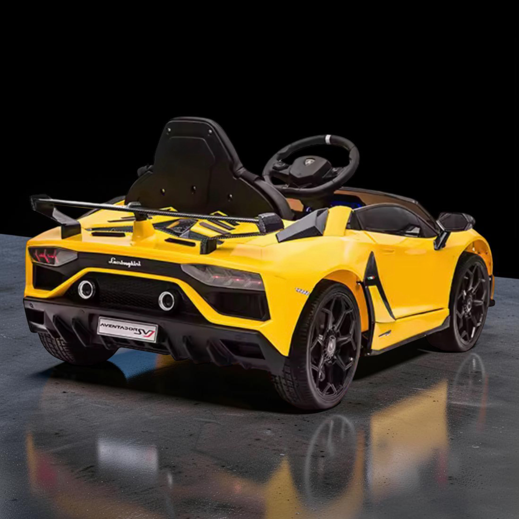 2026 Large Lamborghini Aventador Kids Ride-On Car – 50W Dual Motors, Hydraulic Butterfly Doors, LED Lights, Bluetooth Speakers & Remote Control
