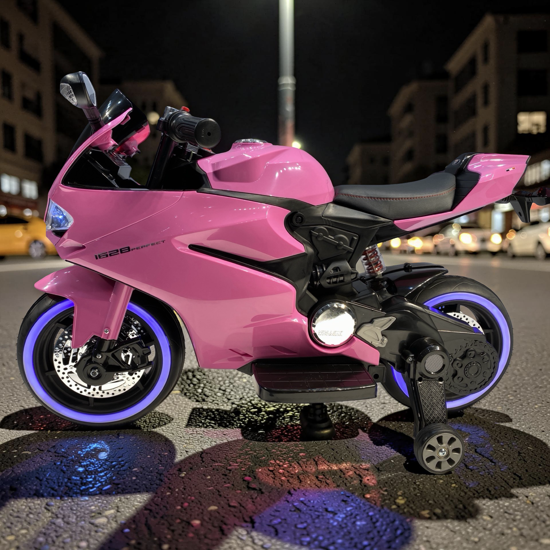 2026 XL Ducati Kids Electric Motorcycle – 50W Motor, Leather Seat, LED Lights, Bluetooth Speakers & Training Wheels (Ages 3–8)