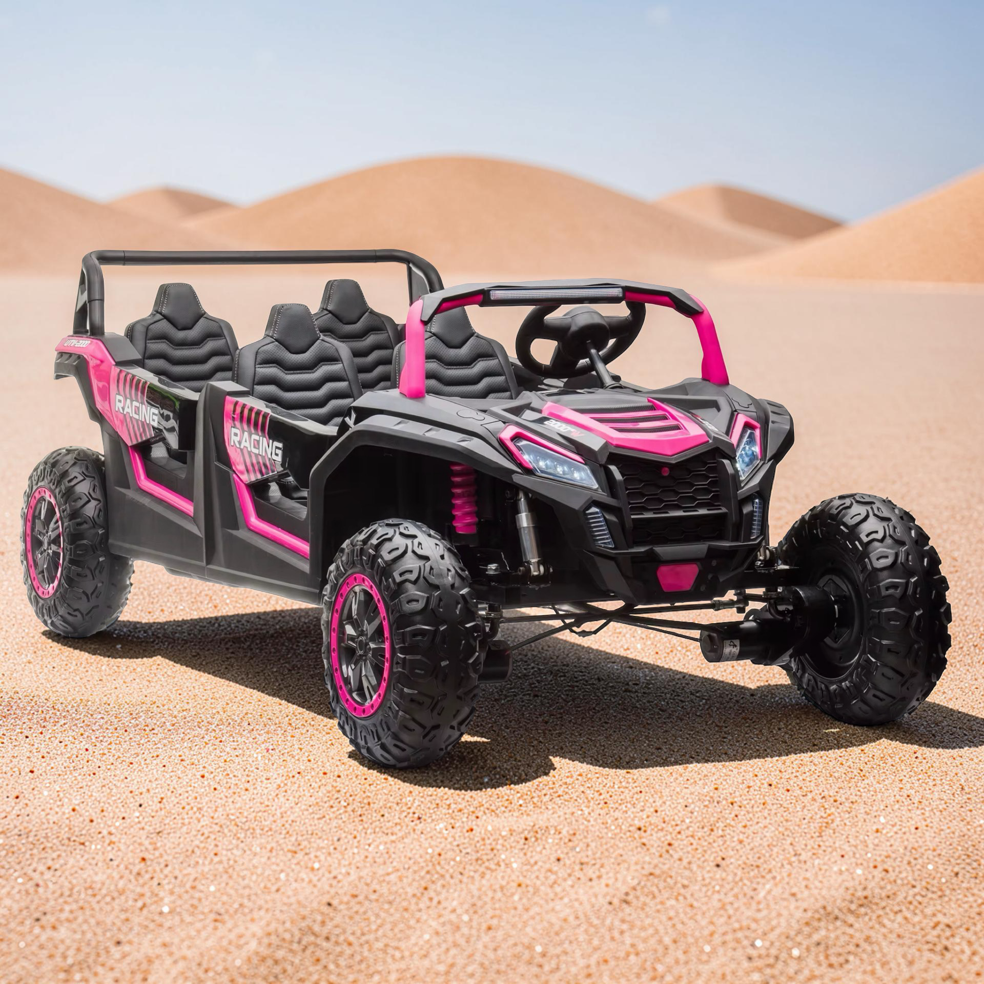 2026 XXXXL 4-Seater Kids Electric UTV – Ages 3–14, 600W Performance Motor, Metal Frame, Off-Road Air Tires, Disk Foot Brake, LED Lights & Bluetooth Speakers