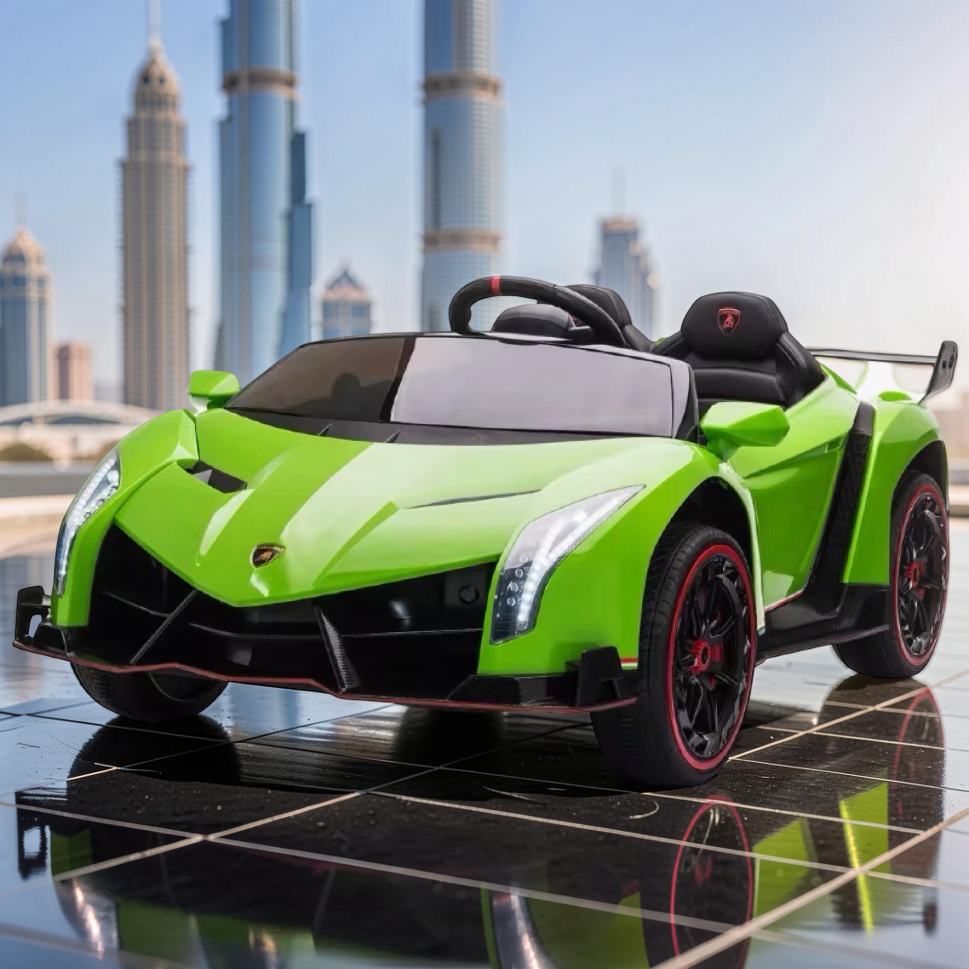 2026 XL Lamborghini Kids 2-Seater Ride-On Car – Dual Motors, Hydraulic Butterfly Doors, LED Lights, Remote Control (Ages 1–8)