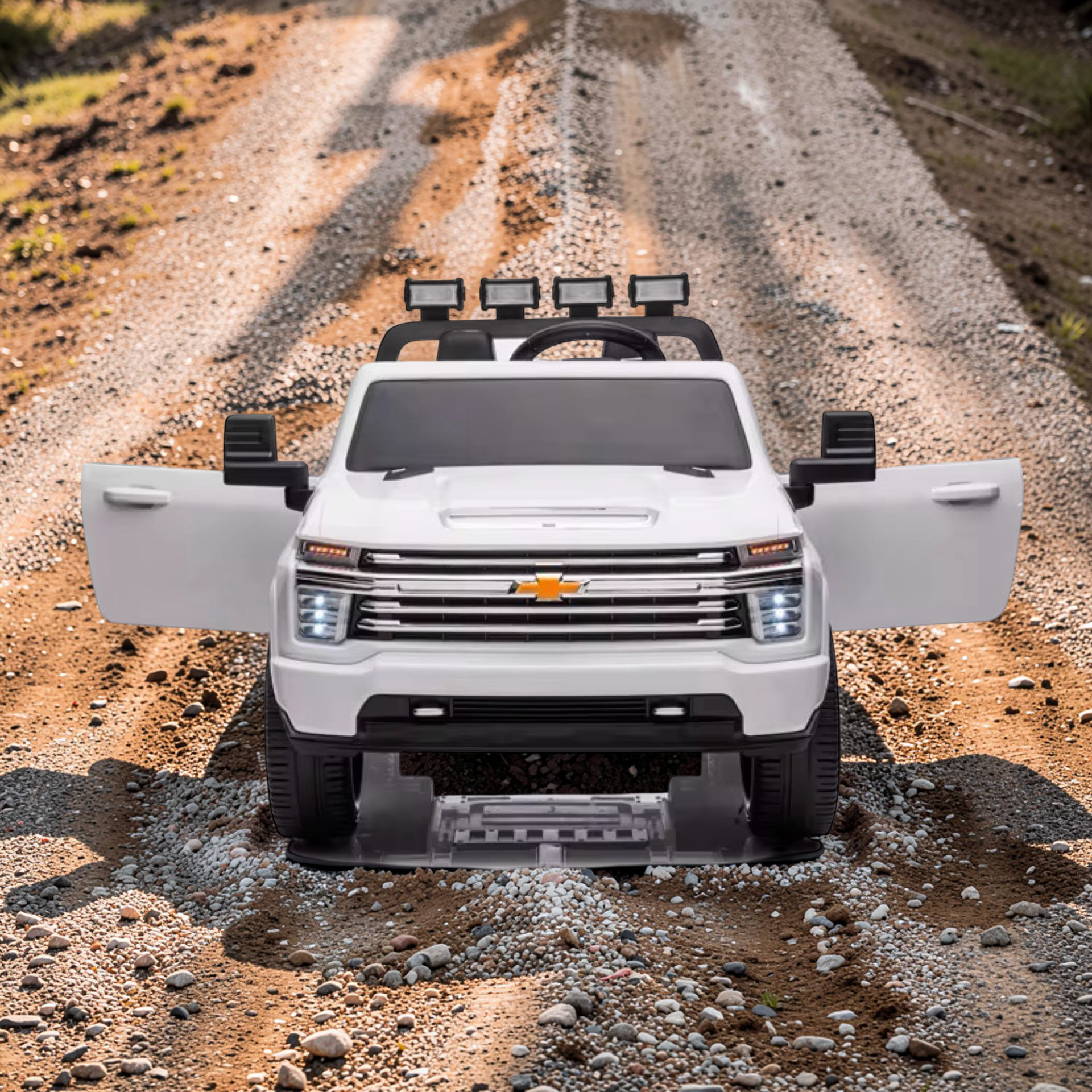 2026 XL Chevrolet Silverado Kids Ride-On Truck – Dual Motors, 2-Seater, Rubber Tires, LED Lights, Remote Control (Ages 3–8)