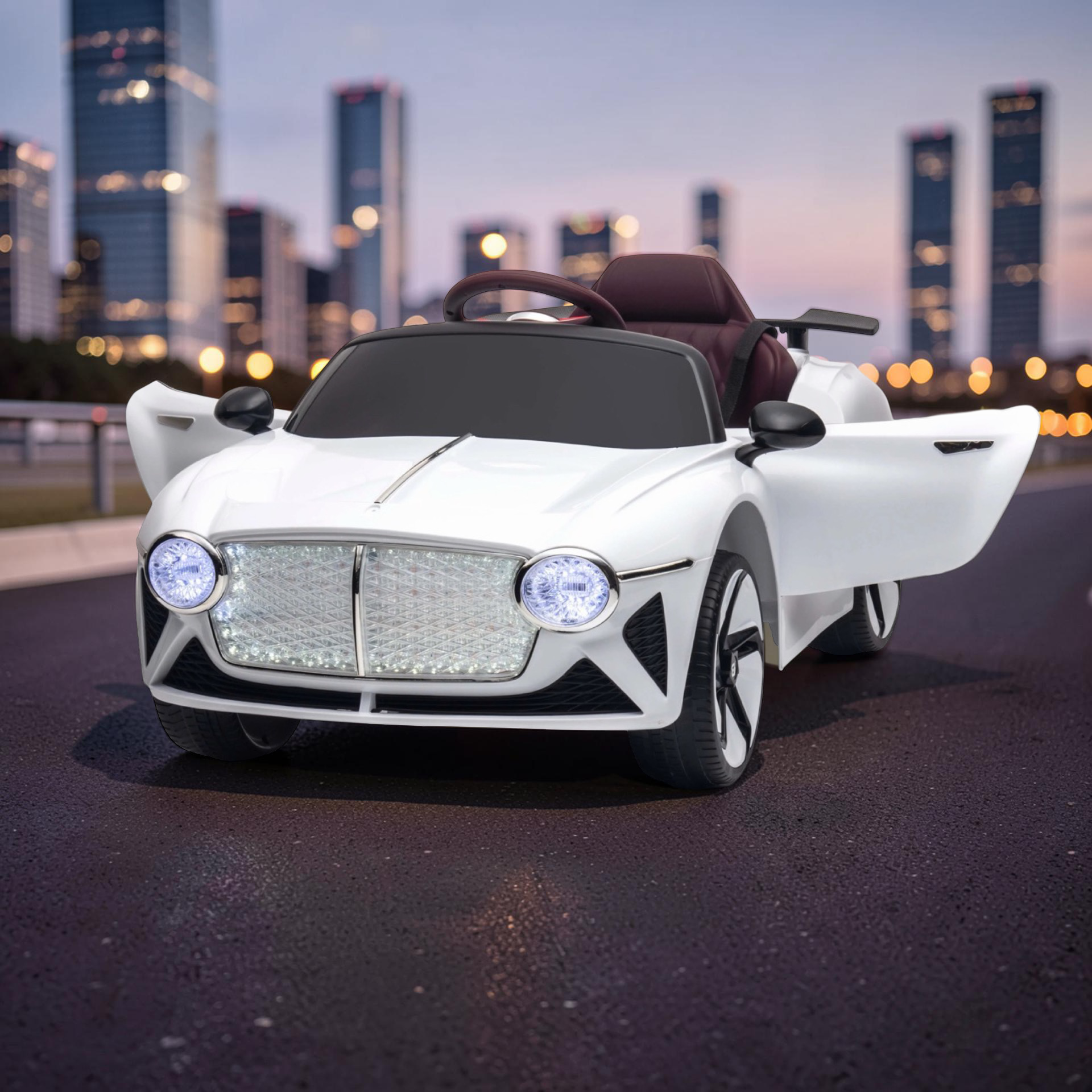 2026 Large Bentley Sport Kids Ride-On Car – 50W Dual Motors, Leather Seat, LED Lights, Bluetooth Speakers & Remote Control (Ages 1–6)