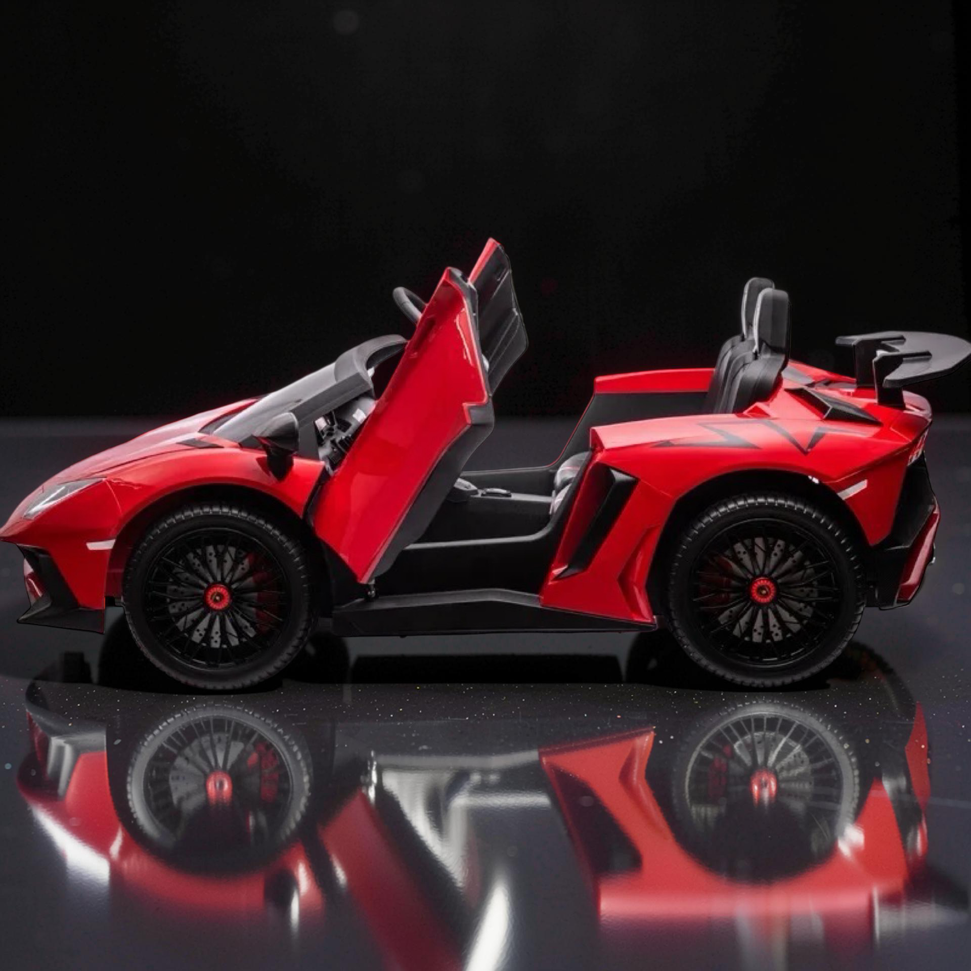 2026 Lamborghini Aventador Kids Electric Supercar – XXXL 2-Seater (Ages 6–14), 200W Brushless Motor, Metal Frame, Tubeless Air Tires, Dual Disk Brakes, Hydraulic Doors, LED Lights, Touchscreen LCD & Bluetooth Speakers