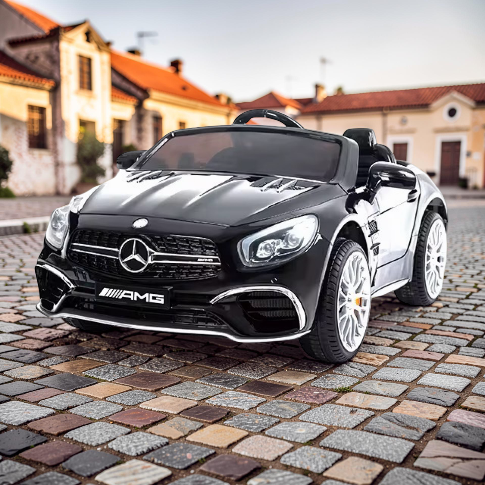 2026 XL Mercedes-Benz AMG SL Kids Ride-On Car – 2 Motors, Leather Seat, Touchscreen LCD, LED Lights, Remote Control (Ages 1–6)