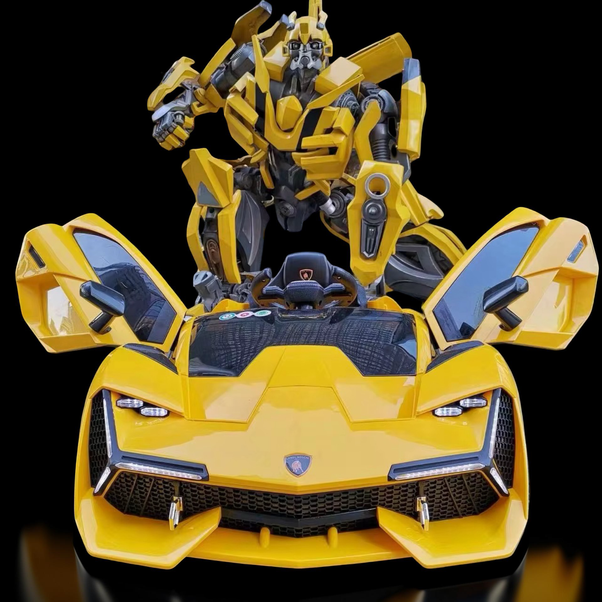 2026 Large (Ages 1–6) 50W Dual-Motor Transformer Sport Car Kids Ride-On – Hydraulic Butterfly Doors, LED Lights, Bluetooth Speakers & Parental Remote Control