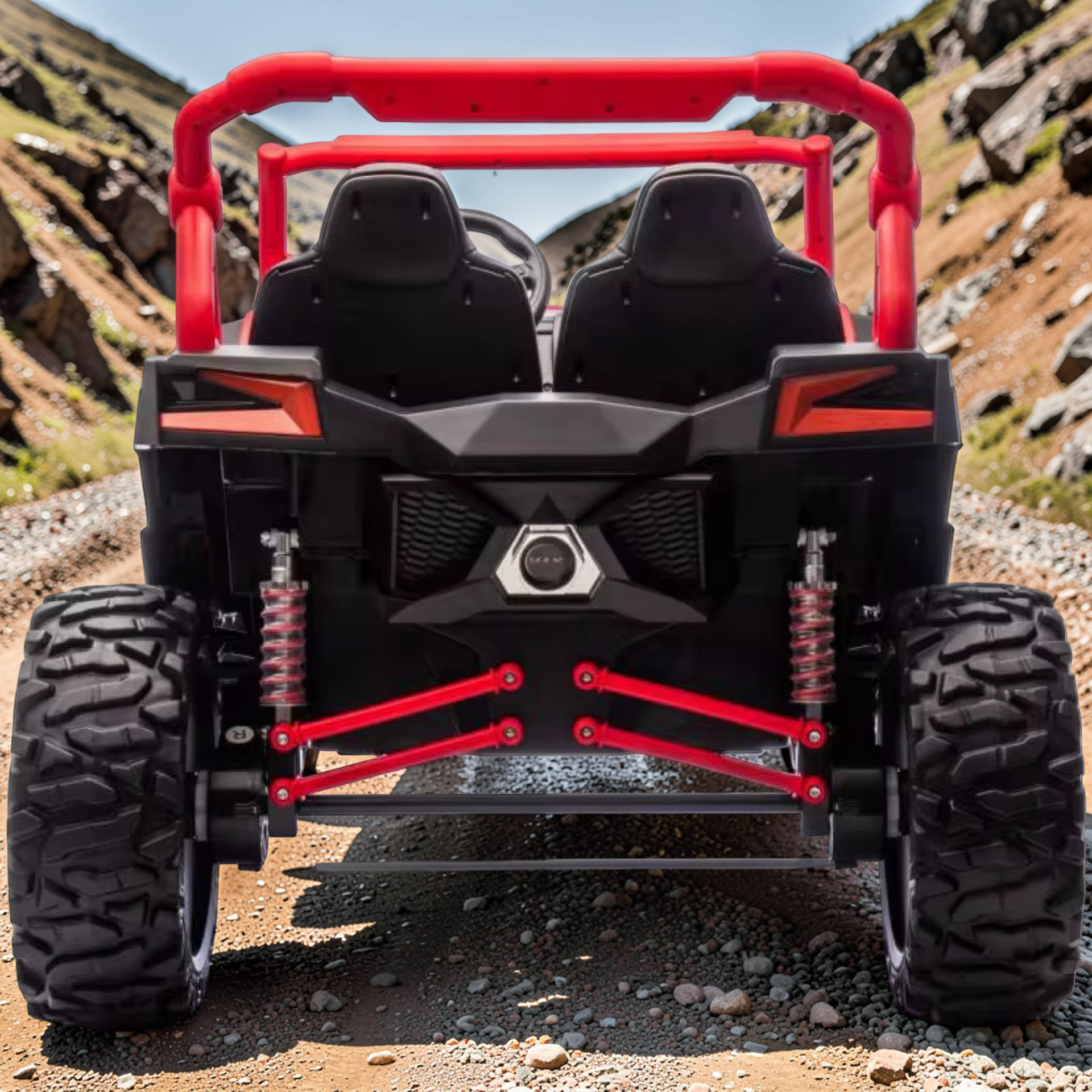 2026 XXL UTV Z Kids 2-Seater Ride-On – 180W 4 Motors, Leather Seats, Rubber Tires, Touchscreen LCD, LED Lights, Bluetooth Speakers & Remote Control (Ages 3–8)